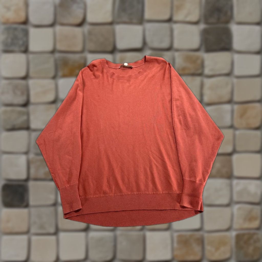 Loft LOFT Sweater Womens M Orange Rayon Knit Crew Neck Long Sleeve Down Shoulder Pullover Casual Fall Winter Modern, Regular Fit, Classic Theme, 50s? Size M / US 6-8 / IT 42-44 - 1 Thumbnail