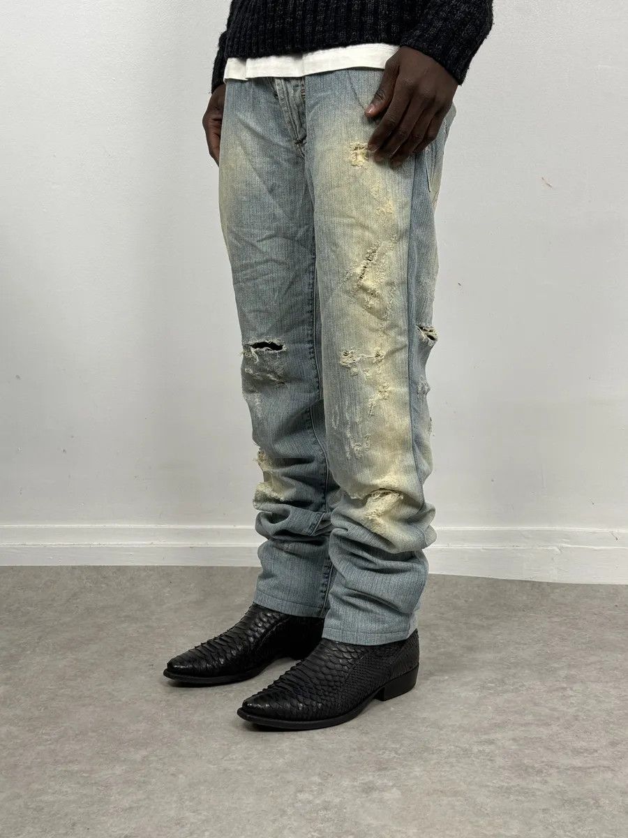 Dolce & Gabbana AW2006 Dolce & Gabbana Yellow Printed Blue Distressed Denim Jeans Size US 31 - 3 Thumbnail