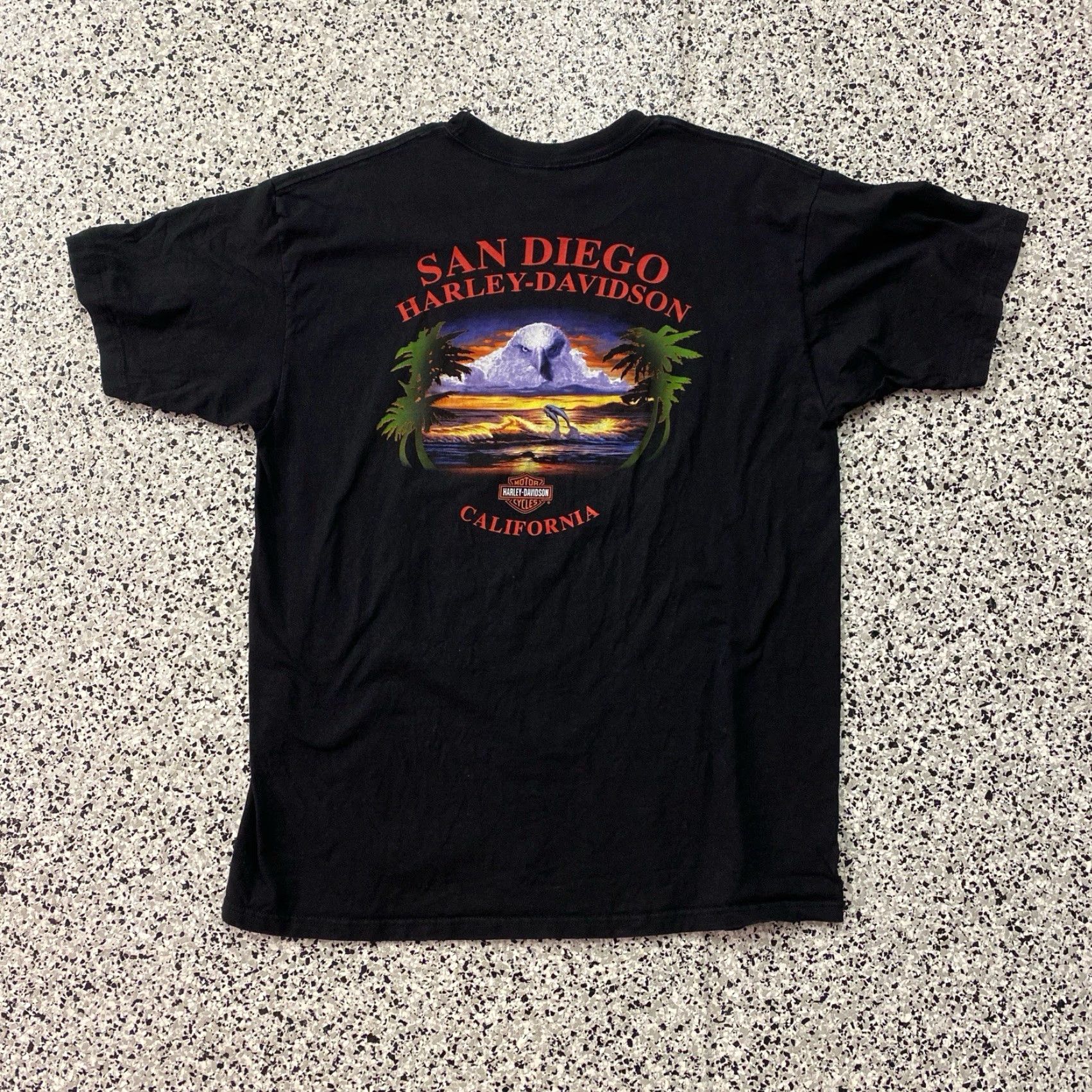 Harley Davidson VINTAGE Harley-Davidson San Diego Graphic T Shirt XL Eagle Mens T-Shirt Graphic Print Short Sleeve Black 2000s 90s Biker Motorcycle Size US XL / EU 56 / 4 - 4 Thumbnail