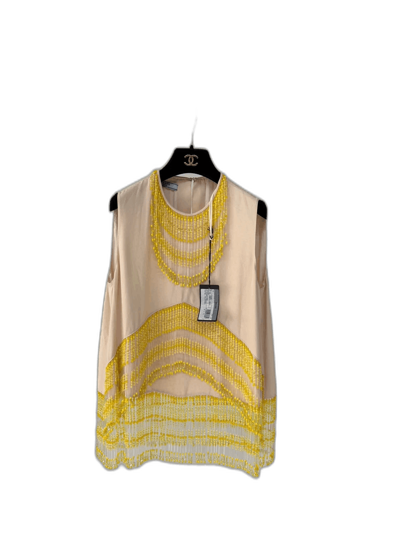 Prada New Prada Beaded Sleeveless Top Size L / US 10 / IT 46 - 1 Thumbnail