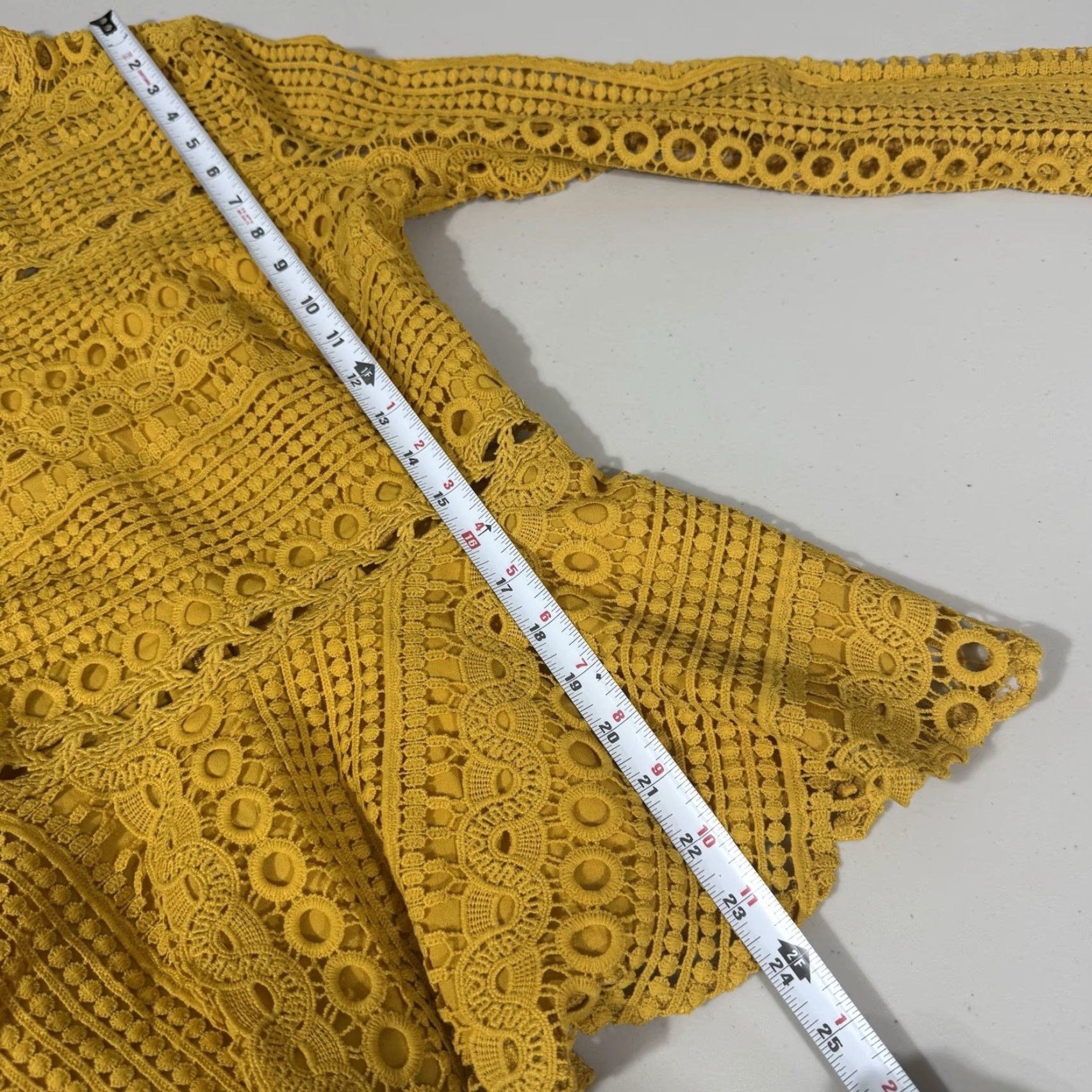 Vintage Endless Rose Shirt Lined Long Sleeve Yellow Crochet Lace Blouse S Womens Fit Regular Size S Size S / US 4 / IT 40 - 2 Thumbnail
