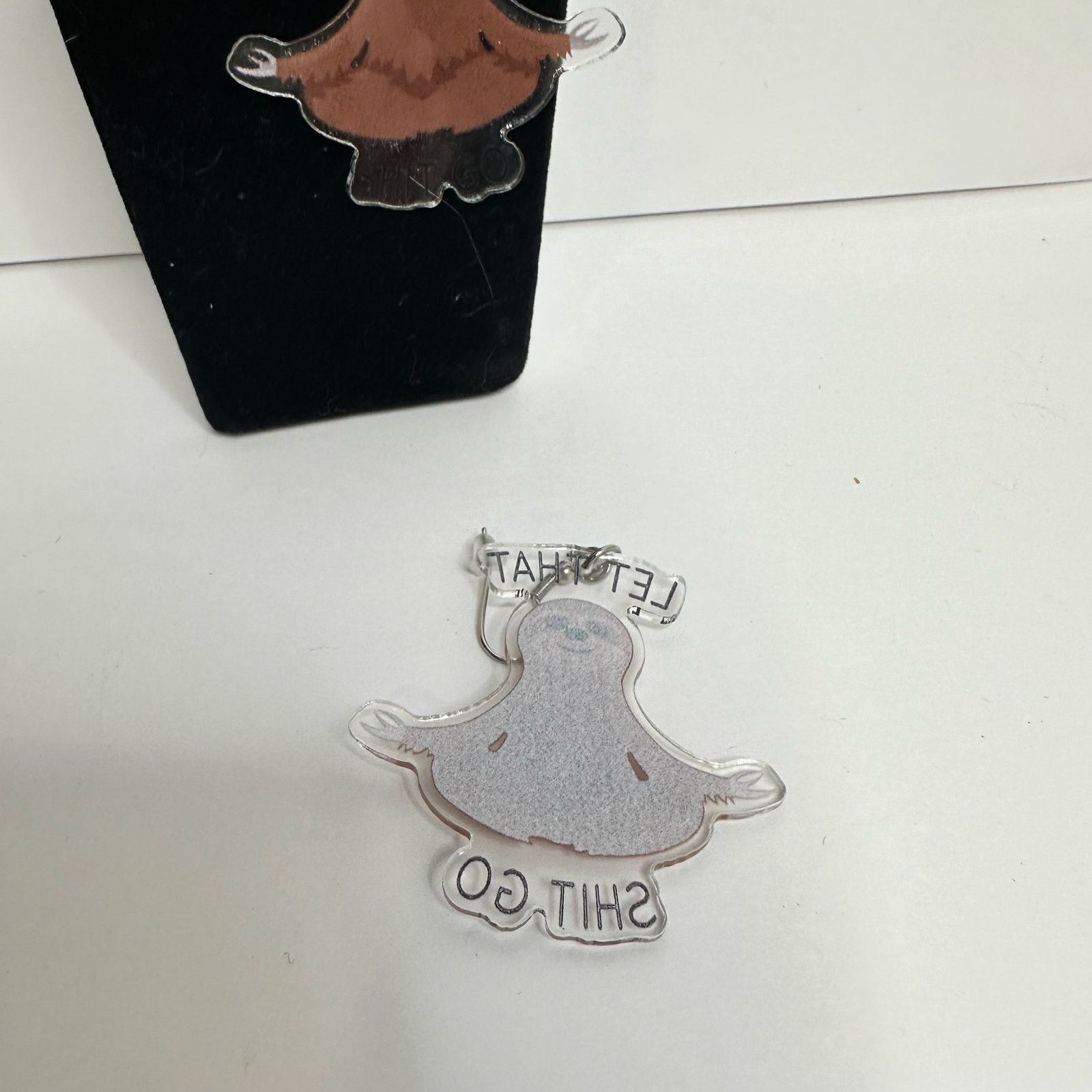 Other Sloth Meditating Earrings "Let That S**t Go" Funny Acrylic Size ONE SIZE - 7 Thumbnail