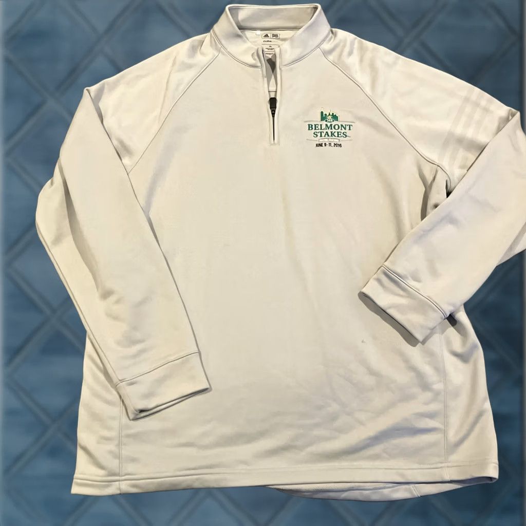 Adidas adidas Quarter Zip Pullover Racing Festival Belmont Stakes 2016 XL Gray Mens Size US XL / EU 56 / 4 - 1 Thumbnail
