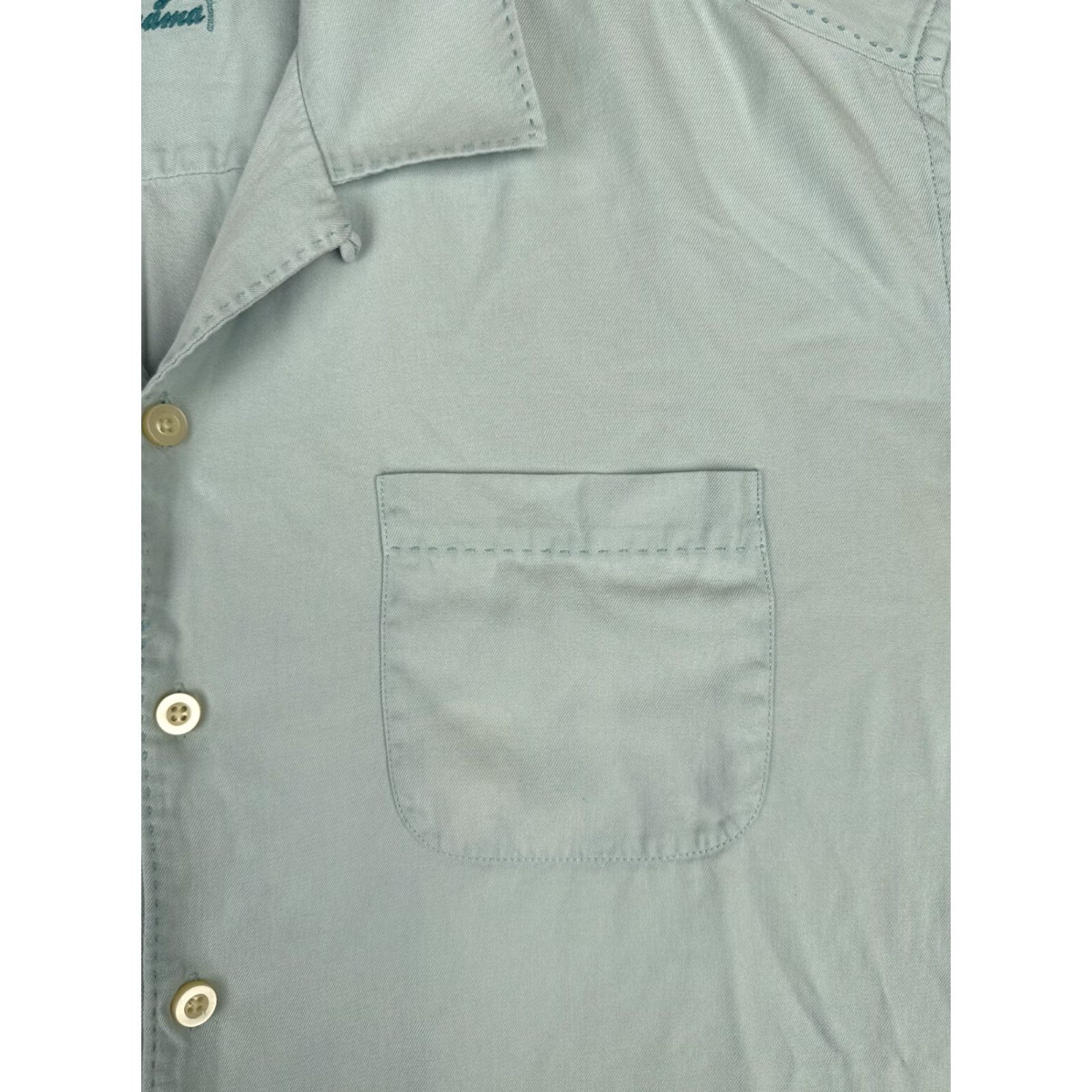 Tommy Bahama Tommy Bahama Shirt Men Extra Large Teal Solid Button Up Silk Read Me 100% Silk Read Me Size US L / EU 52-54 / 3 - 6 Thumbnail