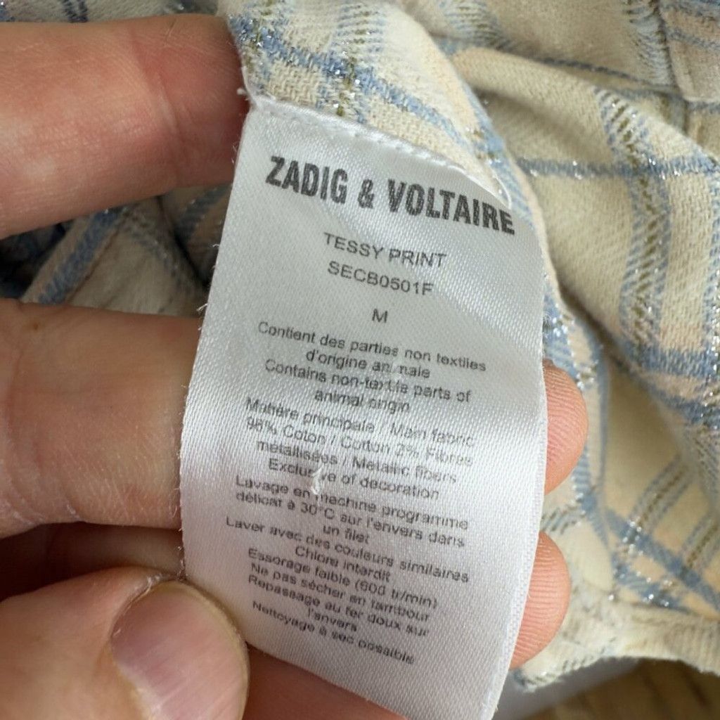 Zadig & Voltaire ZADIG & VOLTAIRE Cartoon Sketch Plaid Shirt Blue Pink Size M Size L / US 10 / IT 46 - 4 Thumbnail
