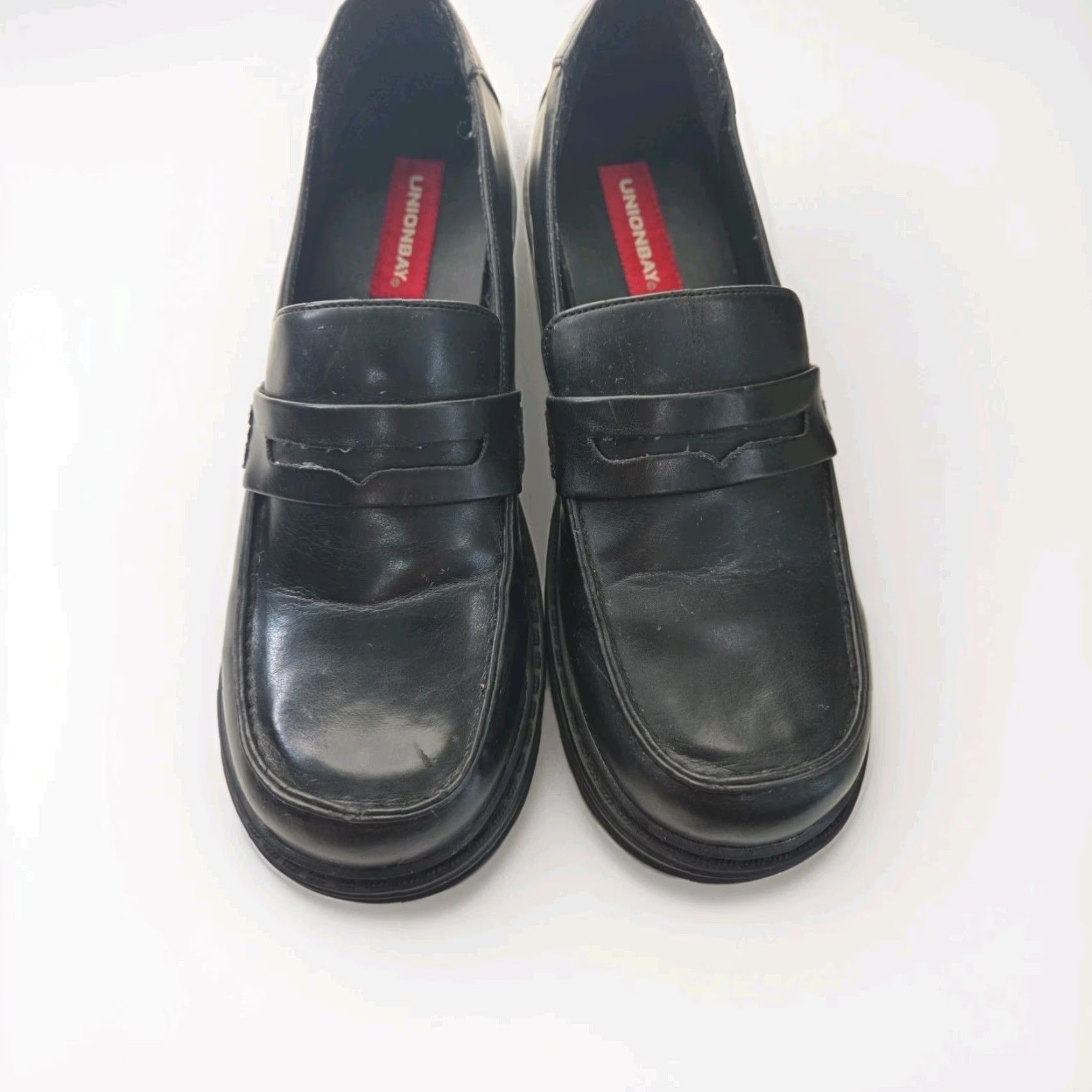 Vintage VINTAGE Unionbay Women Platform Heel Lug Oxford Penny Loafers Black 7M Y2K Chunky Block Heel 90s Punk Gothic Grunge Clubwear Festival Rock Shoes Size US 7 / IT 37 - 3 Thumbnail