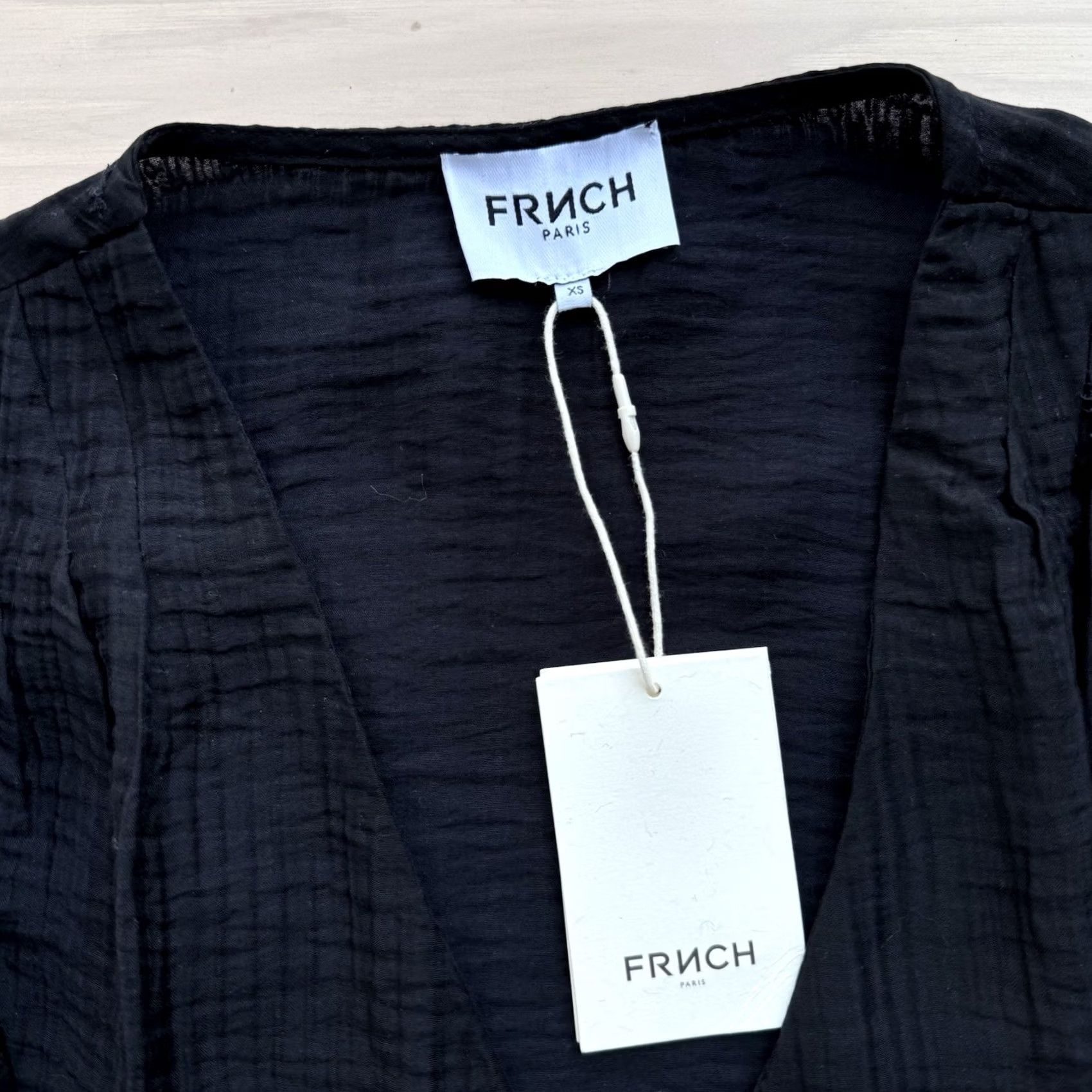 Vintage Frnch Paris Taisy Woven Dress XS Black Maxi Sundress Puff Sleeve V-Neck NWT New York Designer Boho Summer Glam Casual Party/Cocktail Women XS Size XS / US 0-2 / IT 36-38 - 5 Thumbnail