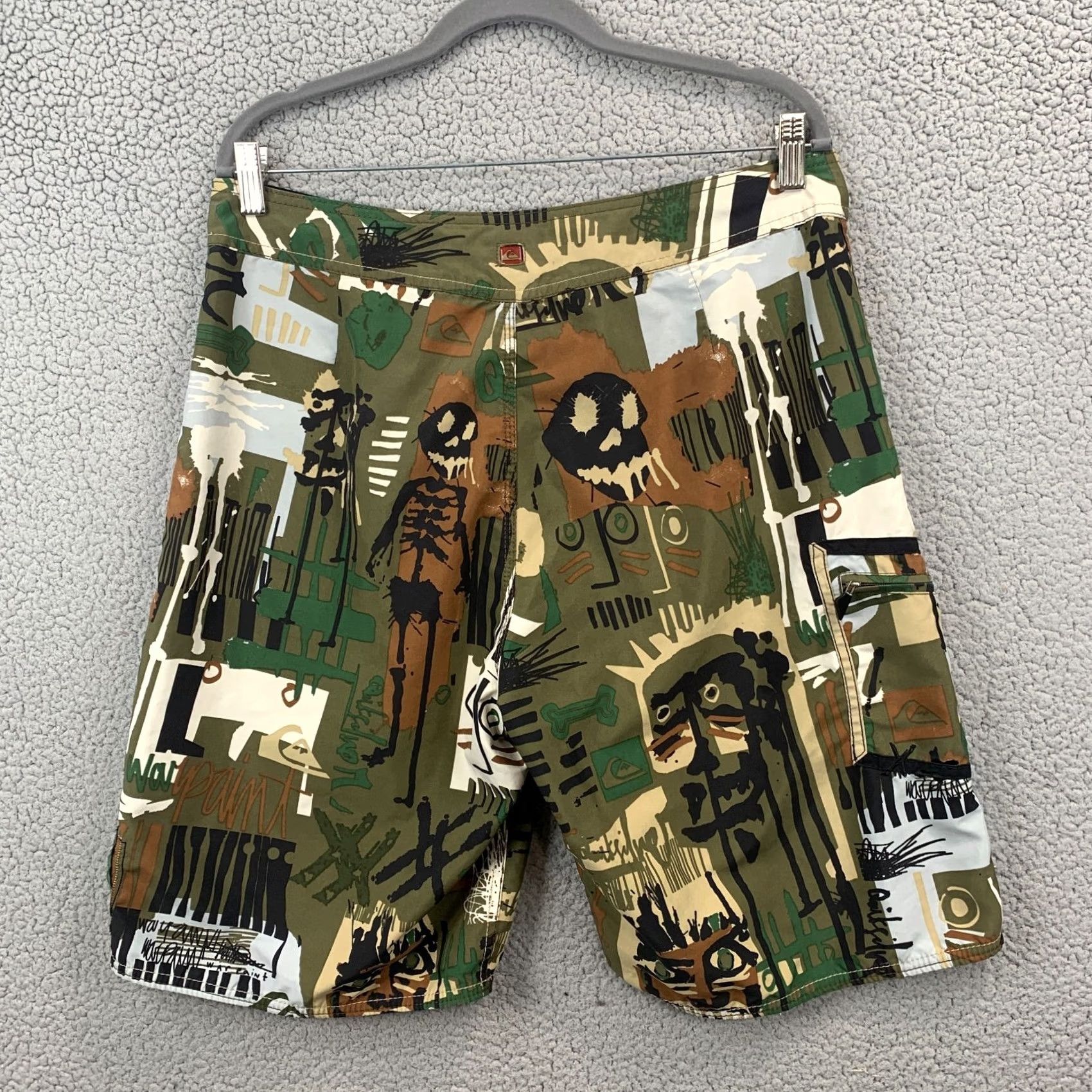 Quiksilver VTG Quiksilver Tribal War Paint Boardshorts Mens Swim Bottoms 36 Multicolor Reggae Surf Tiki AOP Pattern Size US 36 / EU 52 - 4 Thumbnail