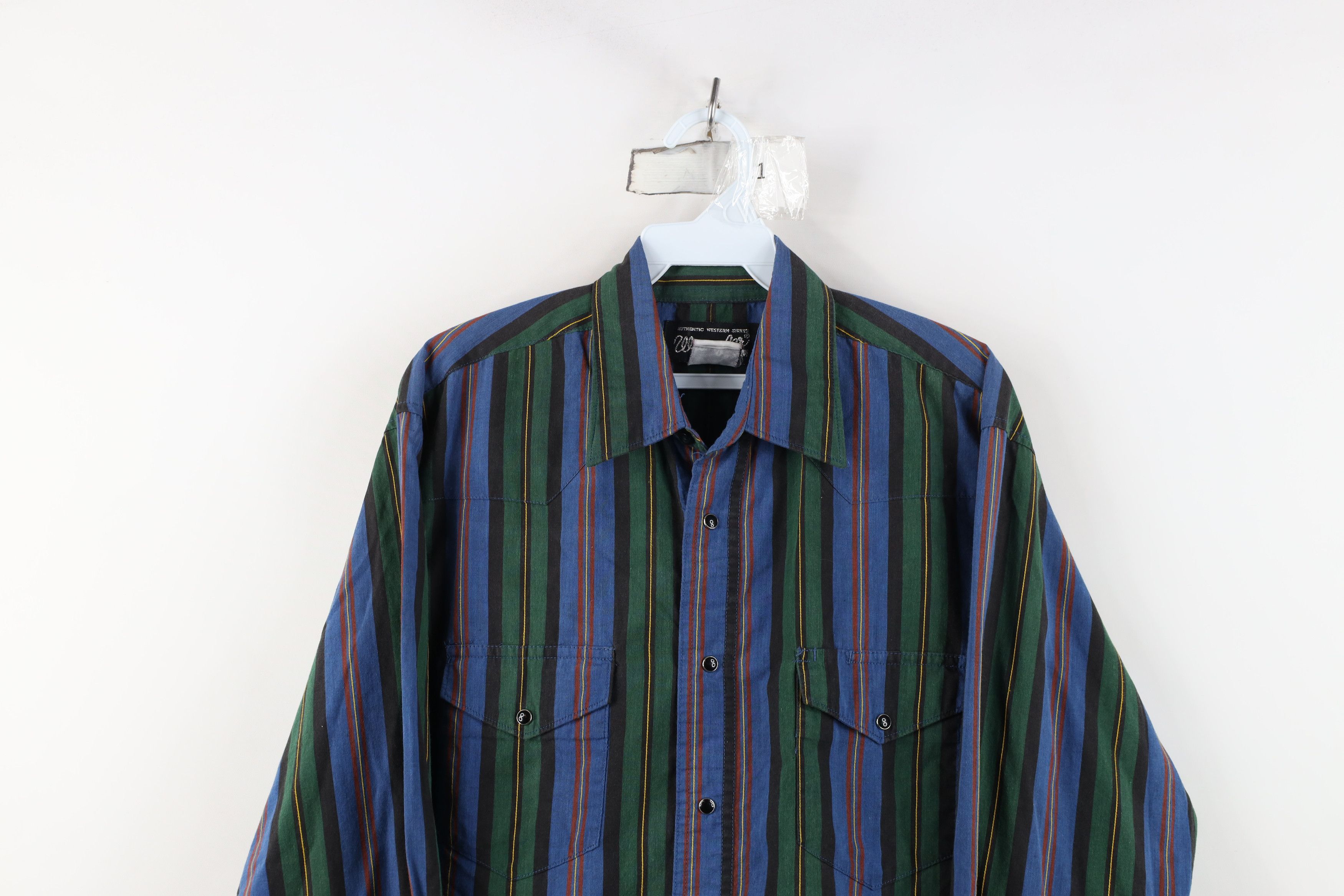 Wrangler Vintage 90s Wrangler Western Cowboy Brushpopper Button Shirt Size US M / EU 48-50 / 2 - 2 Thumbnail