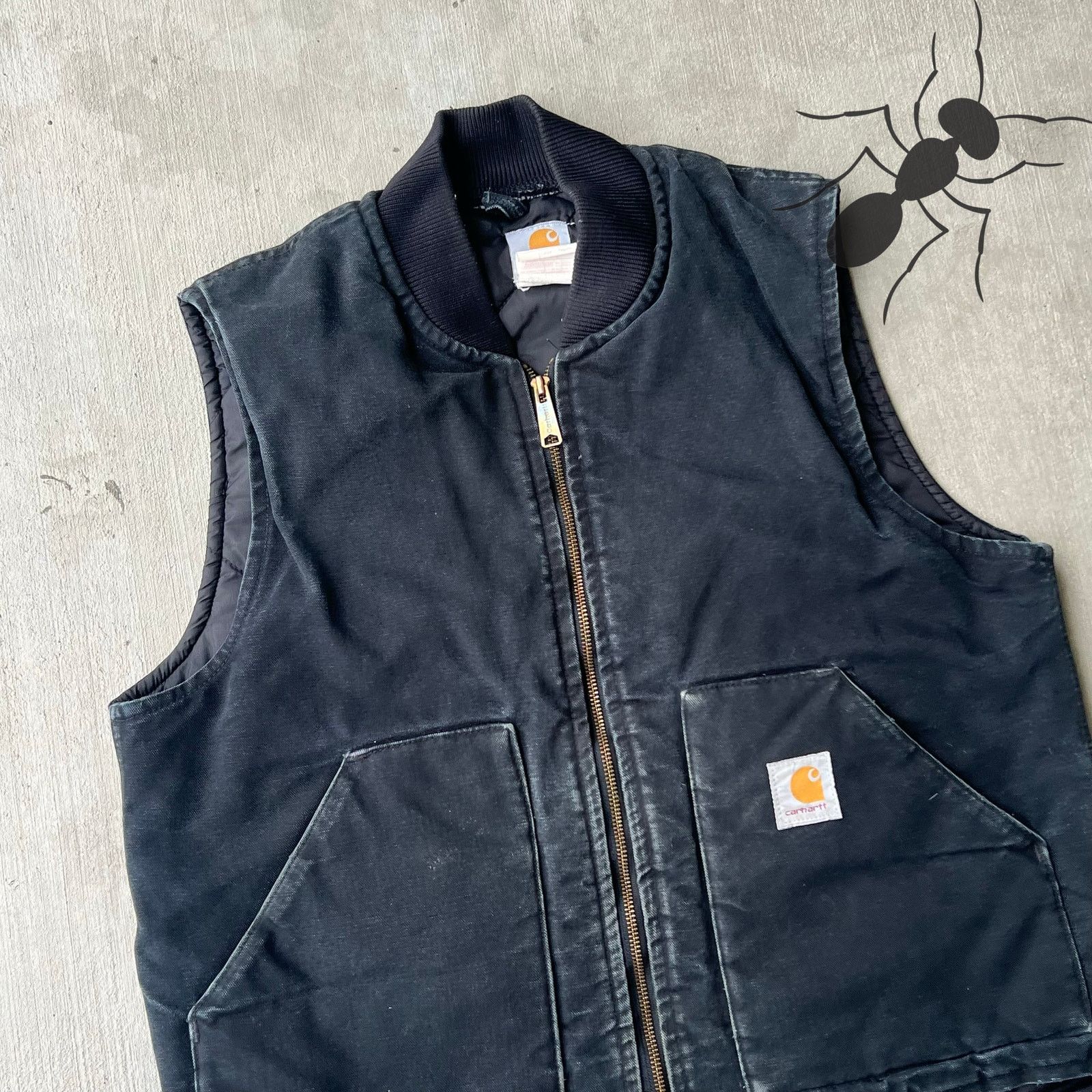 Carhartt × Vintage Carhartt V01 BLK faded black work wear vest Size US L / EU 52-54 / 3 - 2 Thumbnail