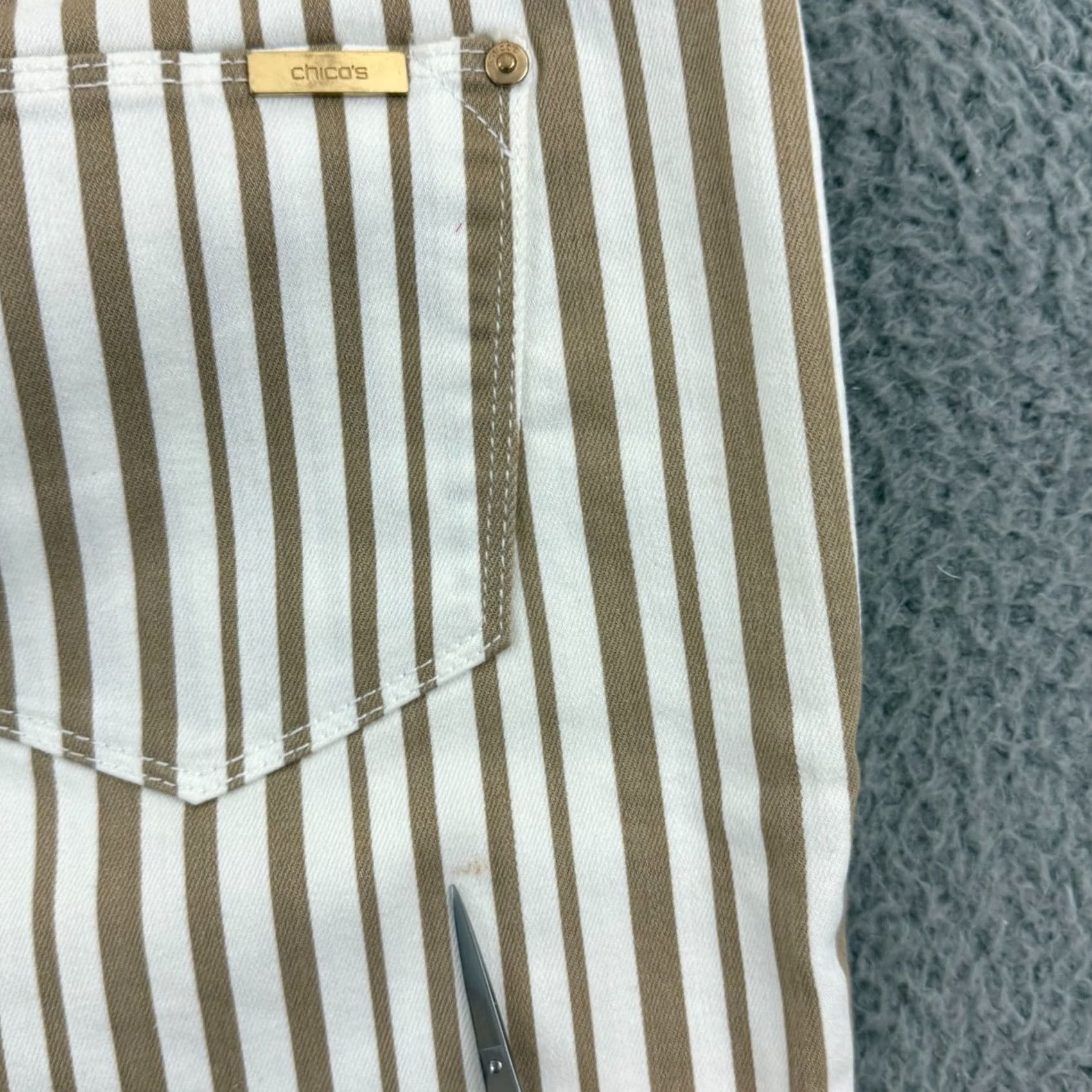 Vintage Chico's Pants Womens 1 So Slimming Girlfriend Ankle 32x30 Tan Striped Stretch Zip Size 25" / US 0 / IT 36 - 5 Thumbnail