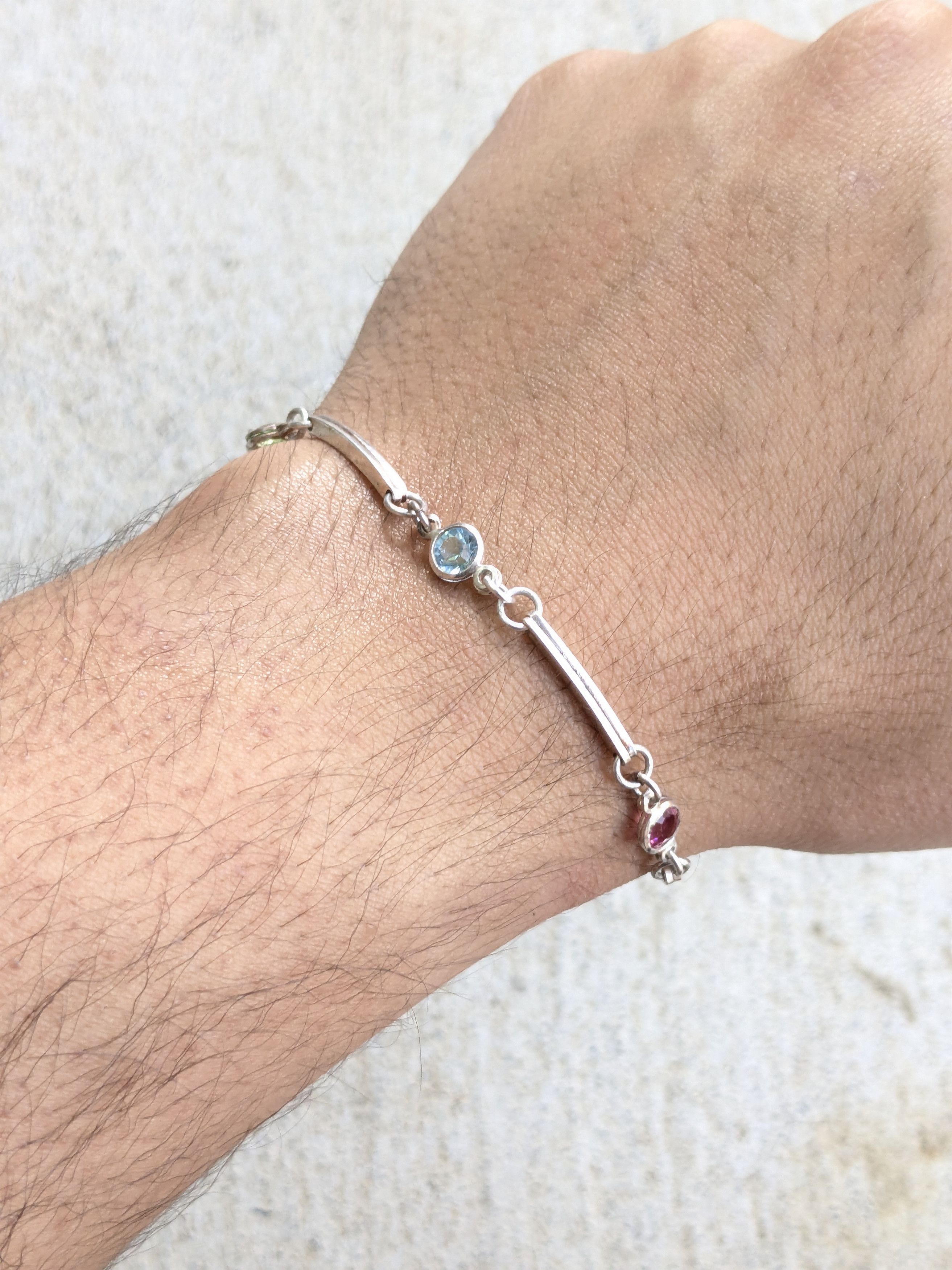 Jewelry Vintage Sterling Silver Bracelet Hexagon Chain 7" Y2K Size ONE SIZE - 7 Thumbnail