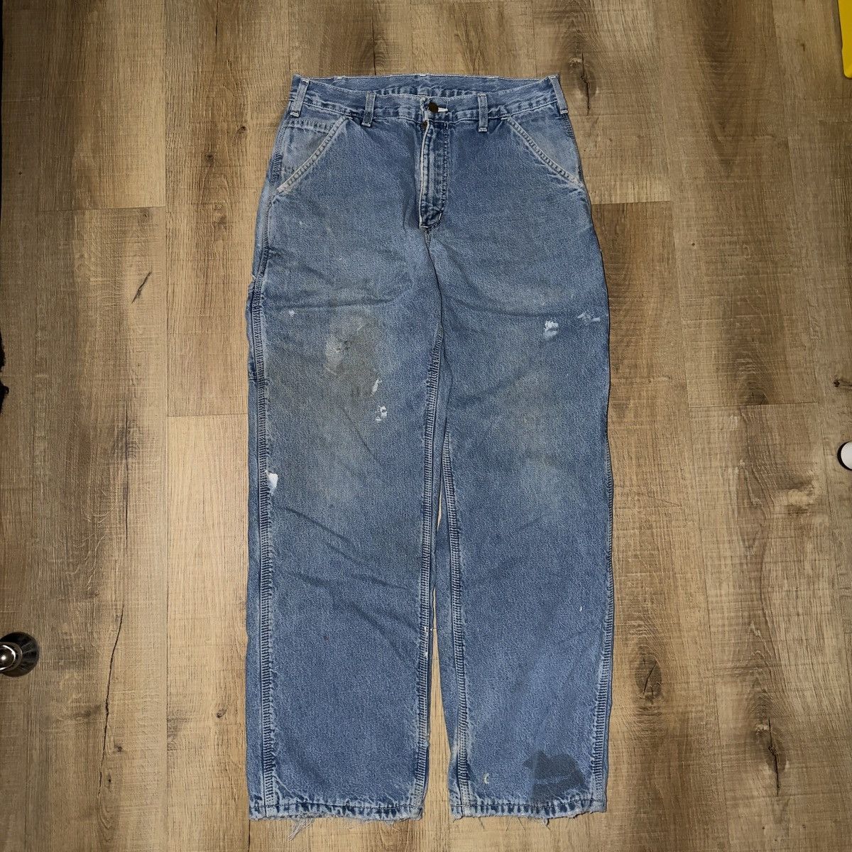 Carhartt Vintage 90s Carhartt Flannel Lined Mid Wash Carpenter Jeans Size US 30 / EU 46 - 1 Thumbnail