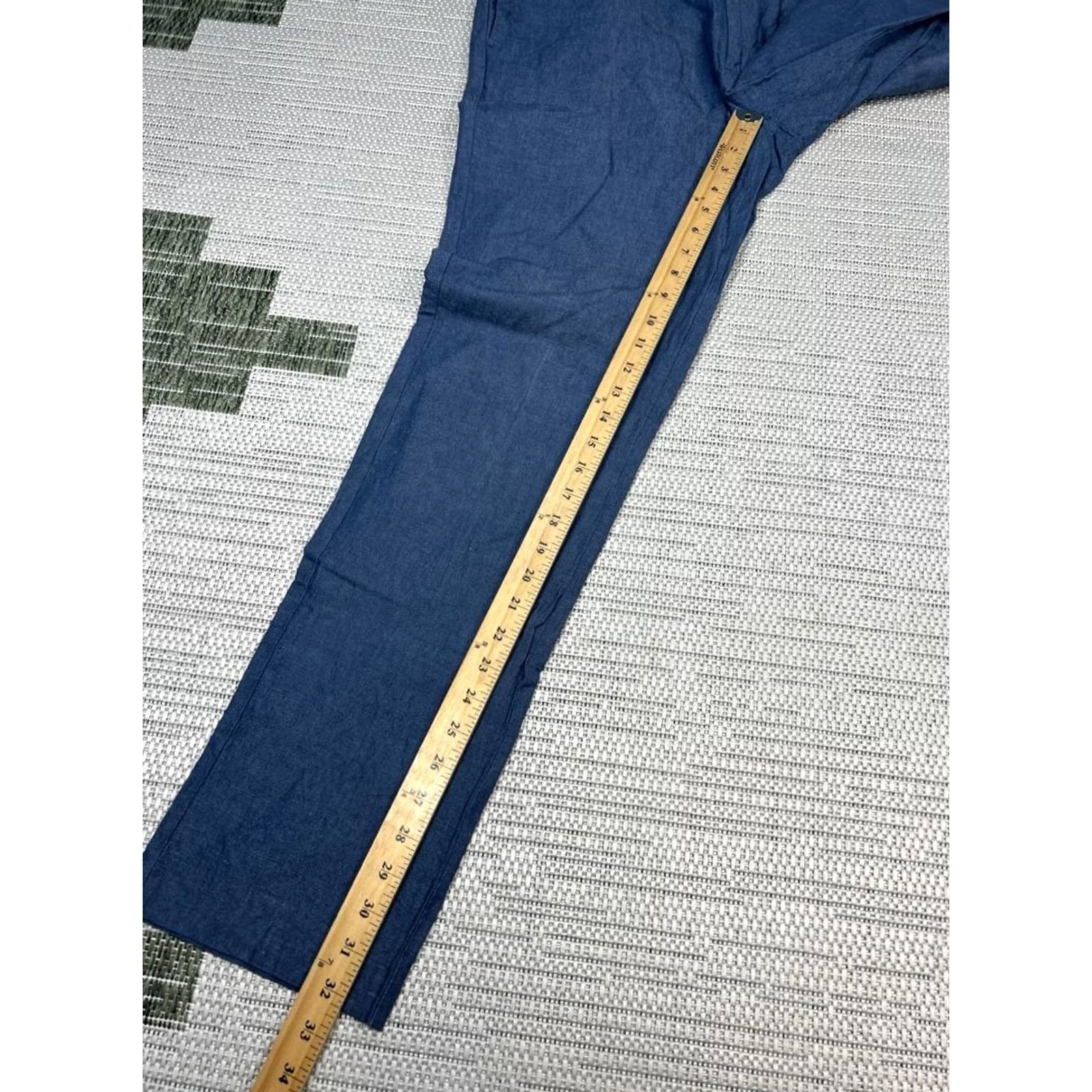 Bonobos Bonobos Slim Chino Pants Mens 35 Blue Linen Cotton Mid Rise Straight Leg Formal Casual Size US 35 - 5 Thumbnail