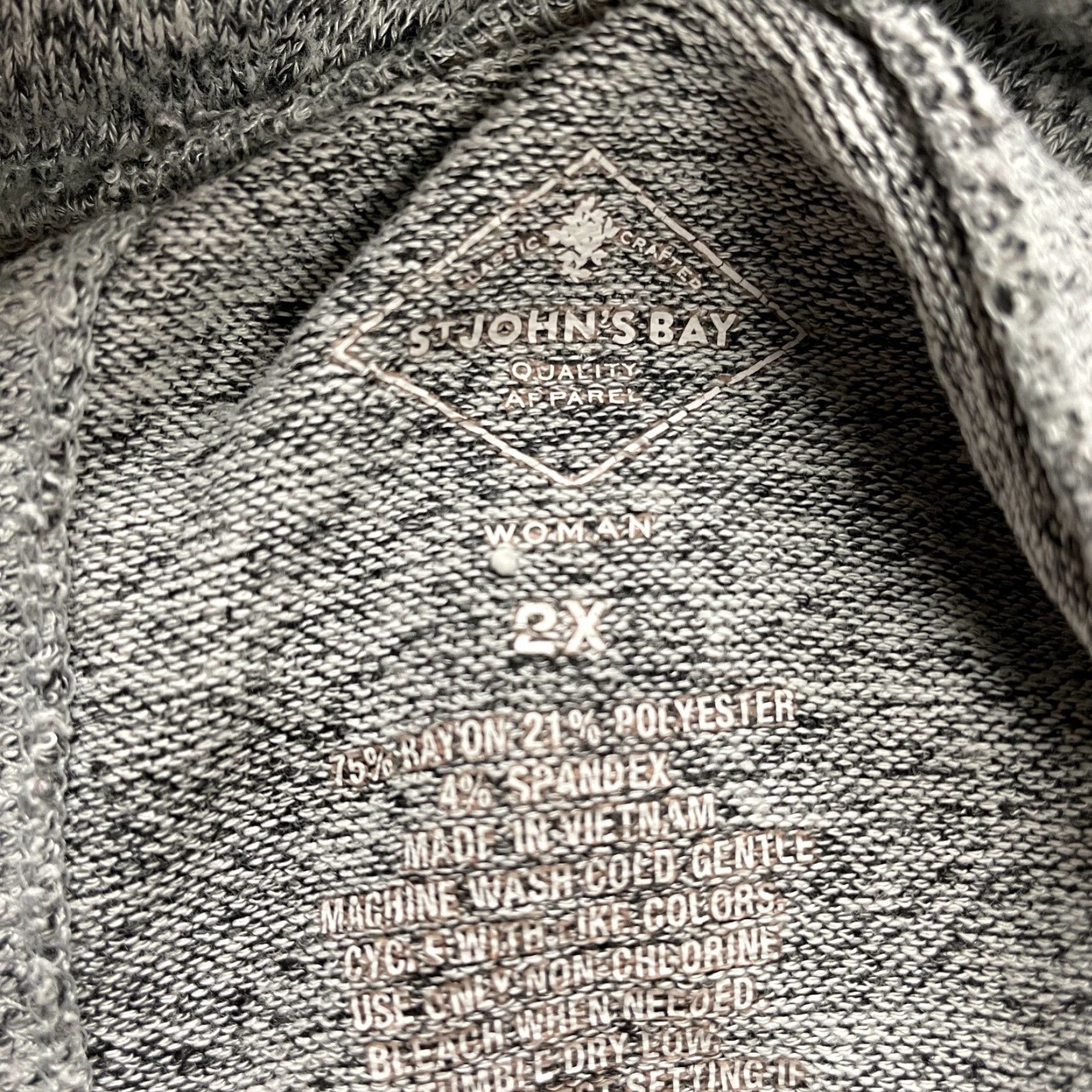 Vintage St. John's Bay Blouse Women 2XL Gray Cowl Neck Long Sleeve Knit Stretch Polyester Spandex Breathable Machine Washable Solid Size XXL / US 16-18 / IT 52-54 - 4 Thumbnail
