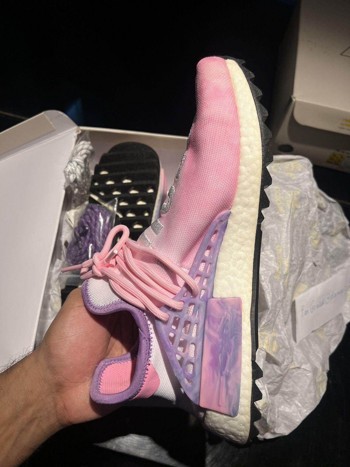 Adidas × Pharrell Adidas Human Race Pharrell Holi (Pink Glow) Size US 8.5 / EU 41-42 - 5 Thumbnail