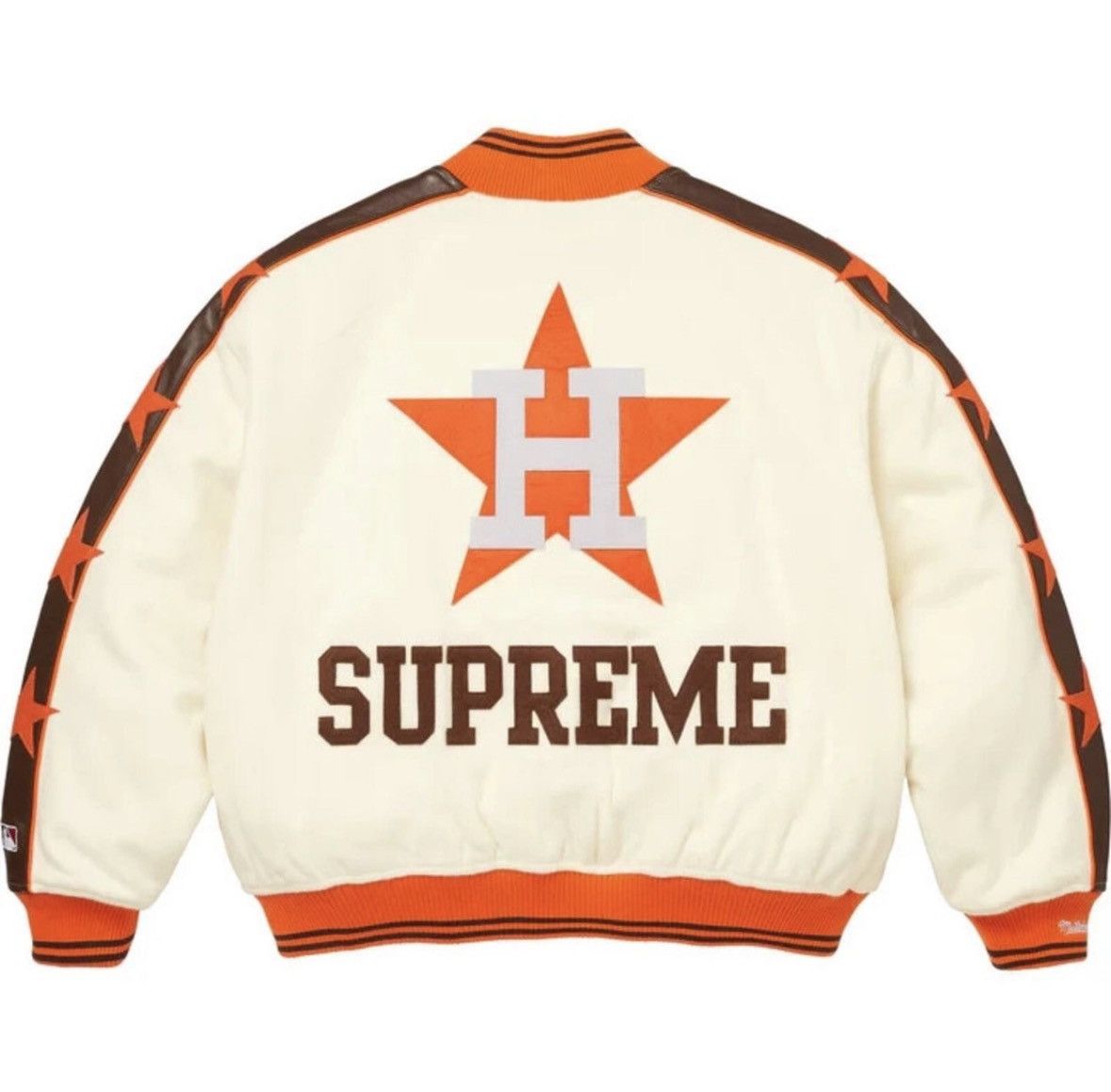 Supreme Supreme x Mitchell & Ness Varsity Jacket Beige Orange Astros Size US M / EU 48-50 / 2 - 1 Thumbnail