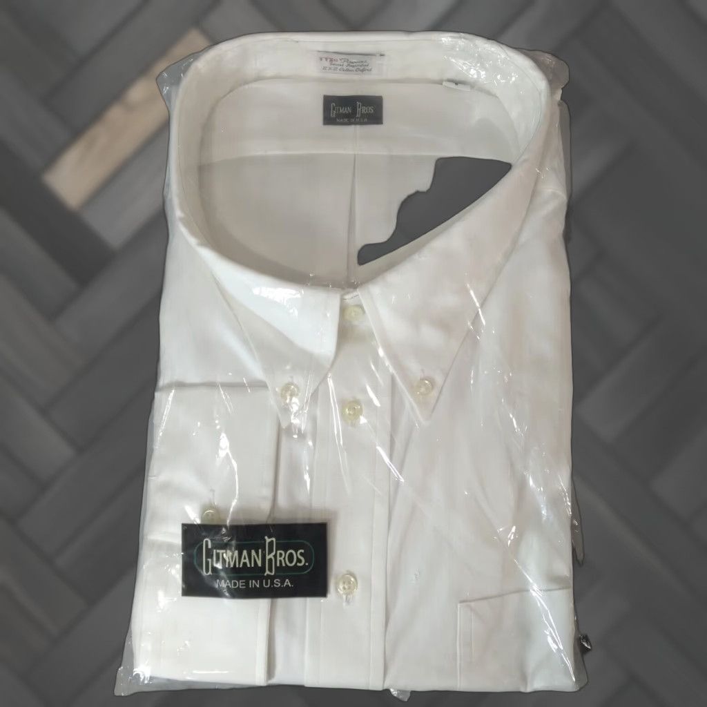 VINTAGE Gitman Bros. Oxford Dress Shirt 6XL White Long Sleeve Classic Button-Up Mens USA NEW