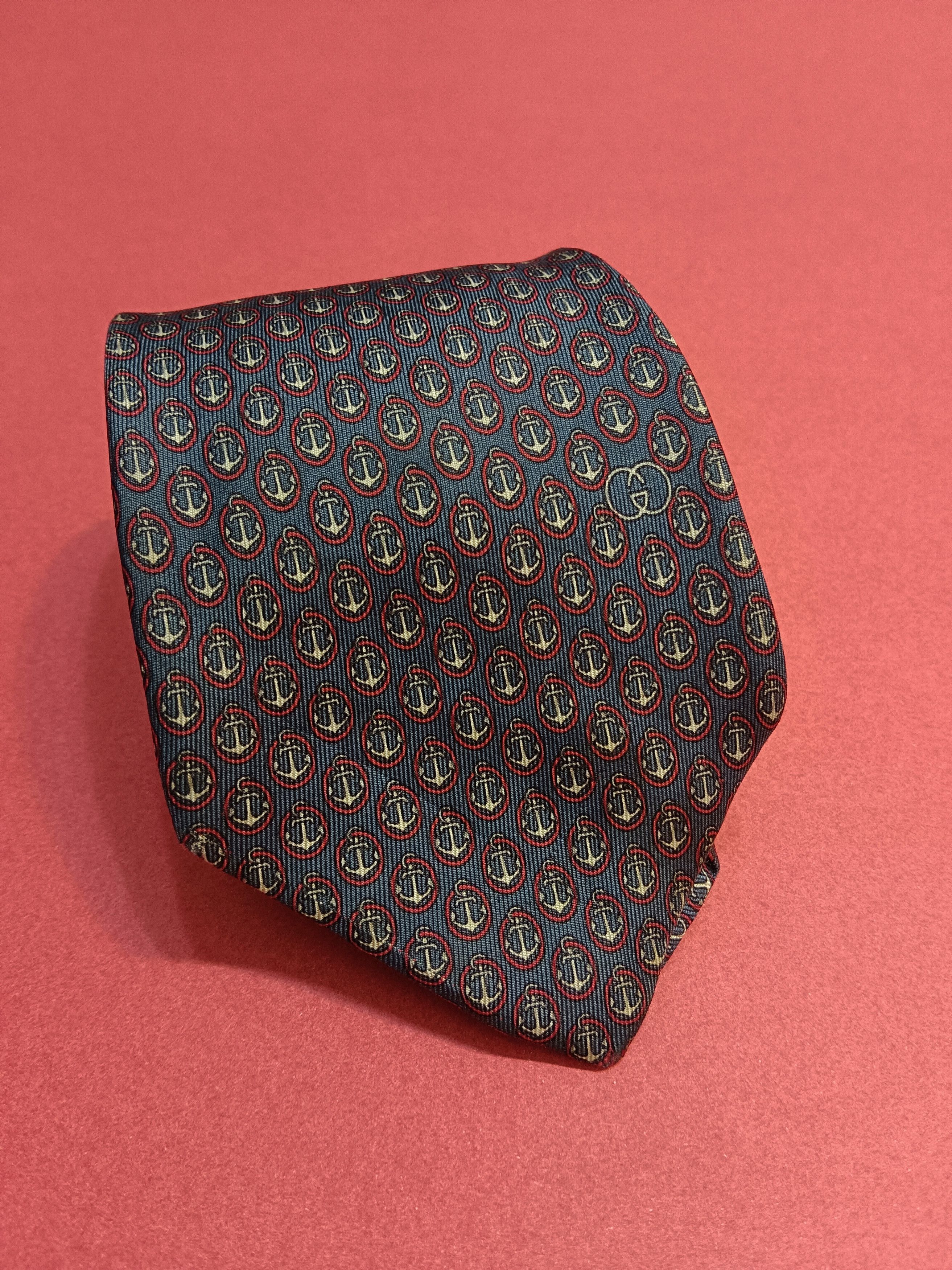 Gucci Vtg 80s GUCCI Silk Men's Tie Italy Size ONE SIZE - 1 Thumbnail