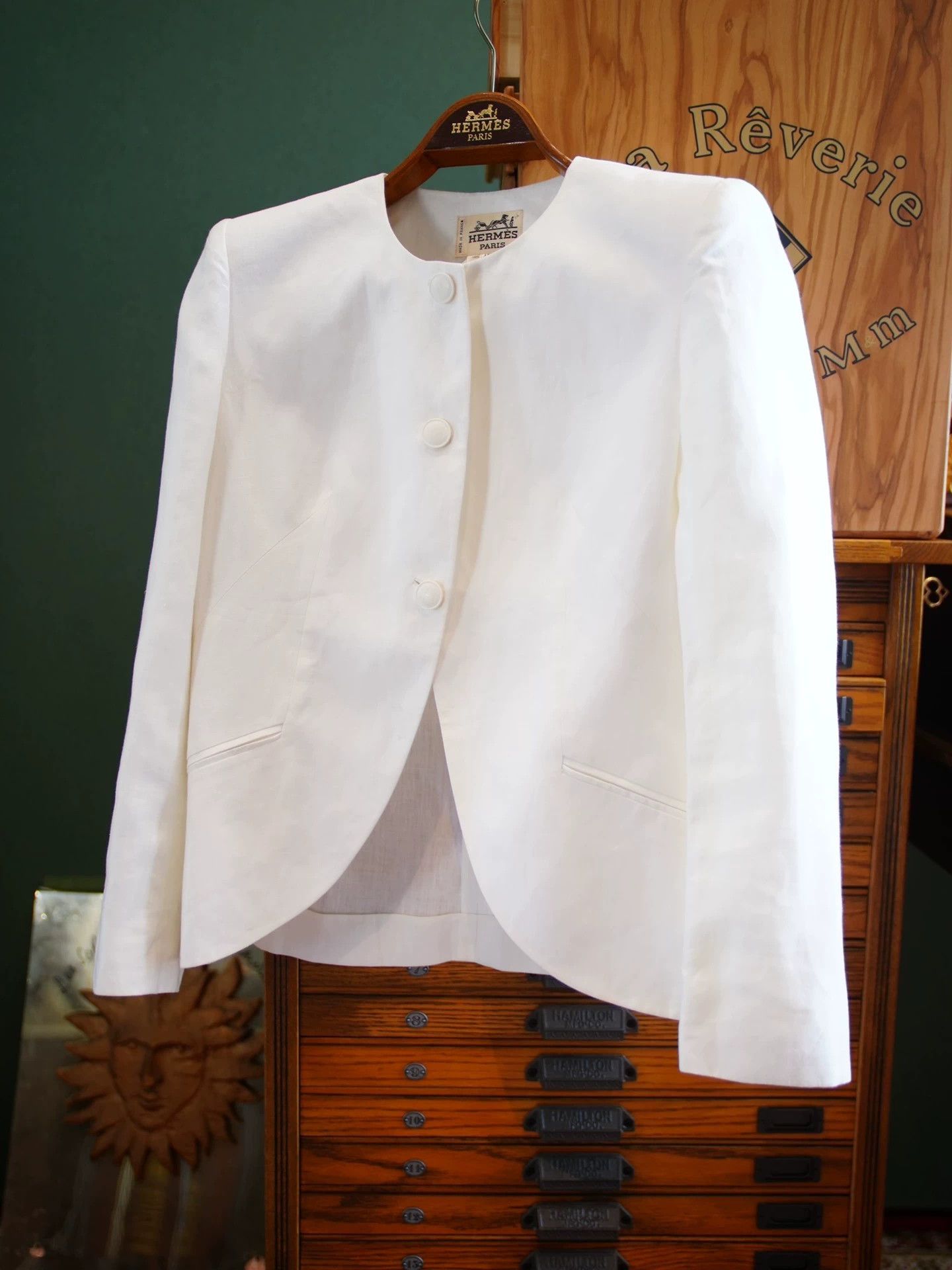 Hermes Hermes Vtg White Linen Crew Neck 3-Button Blazer Size M / US 6-8 / IT 42-44 - 2 Thumbnail