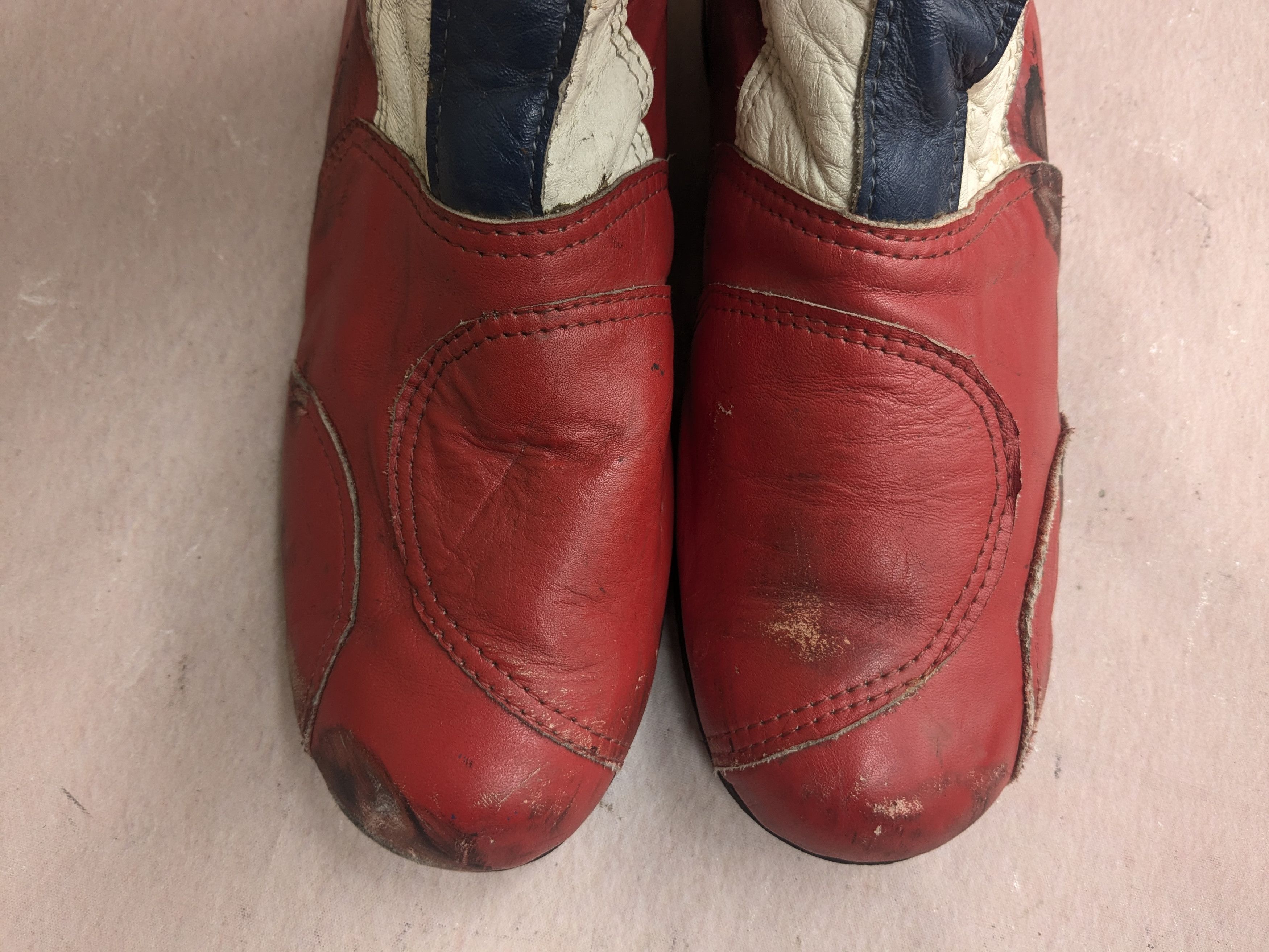 Genuine Leather Vintage Motorcycle Biker Boots Red Blue White 8.5 Leather Size US 8.5 / EU 41-42 - 7 Thumbnail