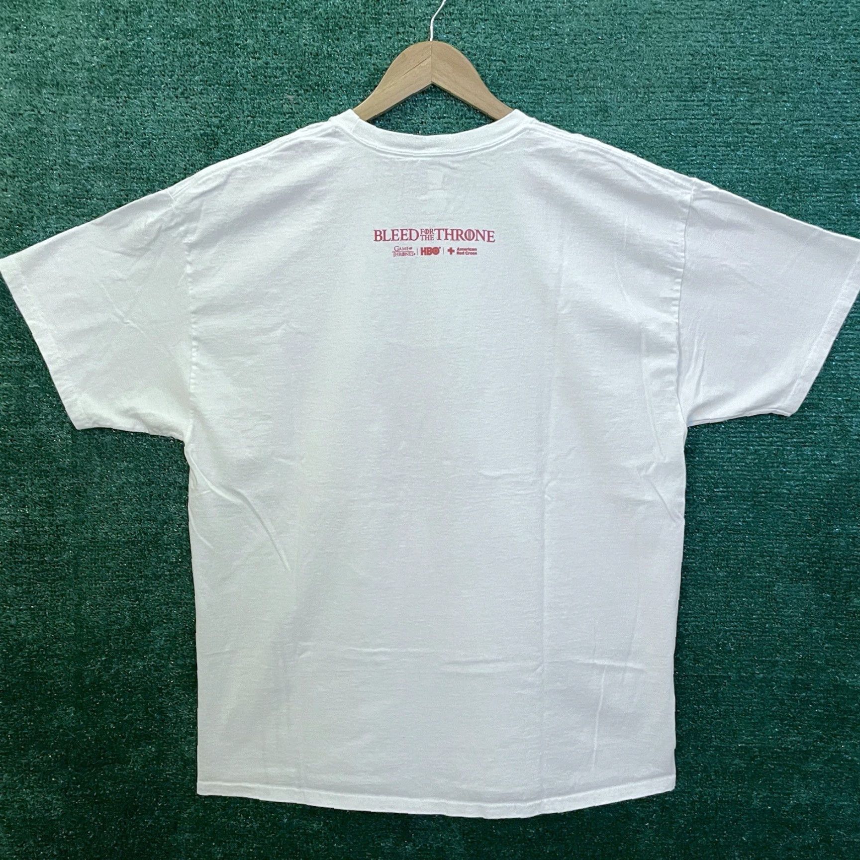 Vintage Game Of Thrones Shirt Mens XL White Logo T-Shirt Blood Drive Cross Red HBO Crew Neck Short Sleeve Cotton"} Size US XL / EU 56 / 4 - 3 Thumbnail