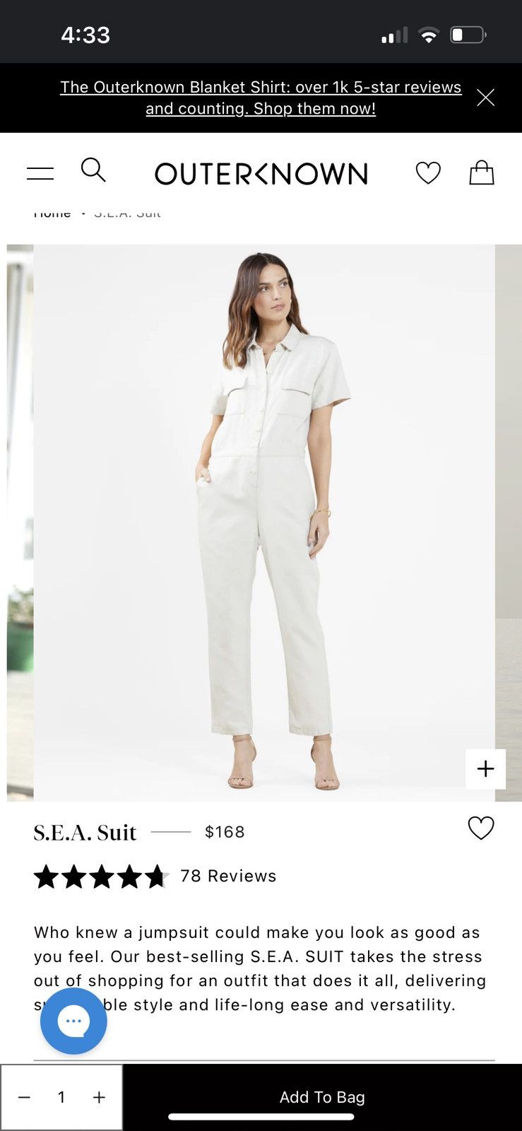 Outerknown Outerknown SEA Womens Jumpsuit Size 29" - 16 Thumbnail