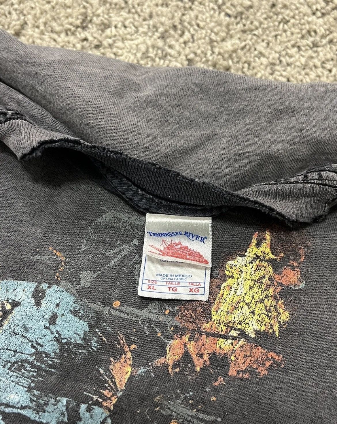 Japanese Brand × Vintage Vintage Skull Distressed Sun Faded Ripped Tee Y2K 90s Biker Size US XL / EU 56 / 4 - 4 Thumbnail