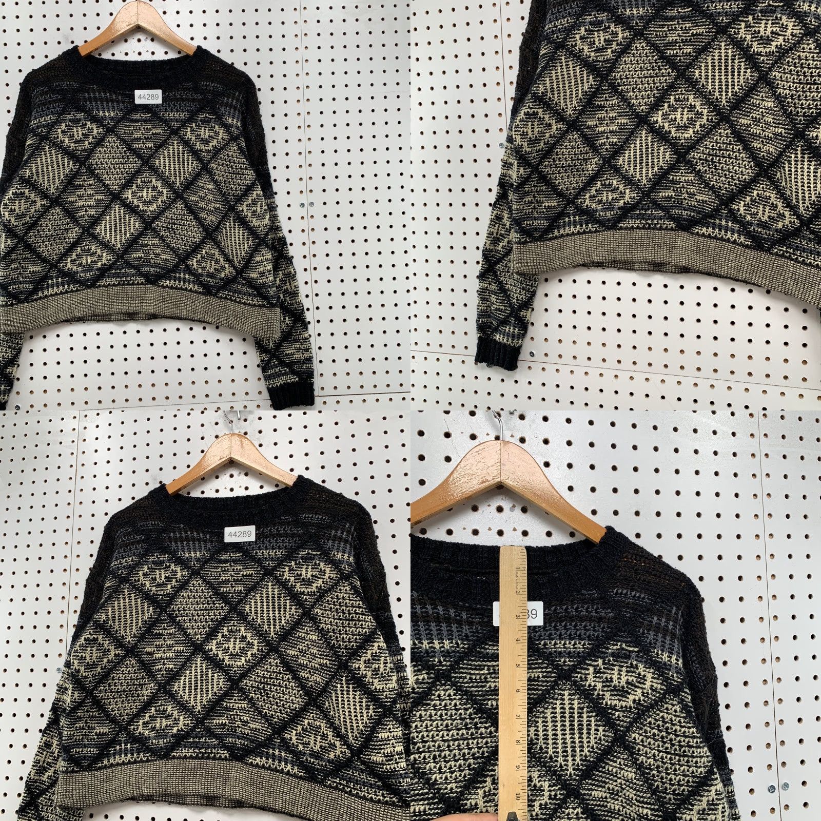 Forever 21 VINTAGE FOREVER 21 Knit Sweater Womens M Black Brown Argyle Crew Neck Loose Knit Shirt Pullover Winter Fall Womens Size M / US 6-8 / IT 42-44 - 8 Thumbnail
