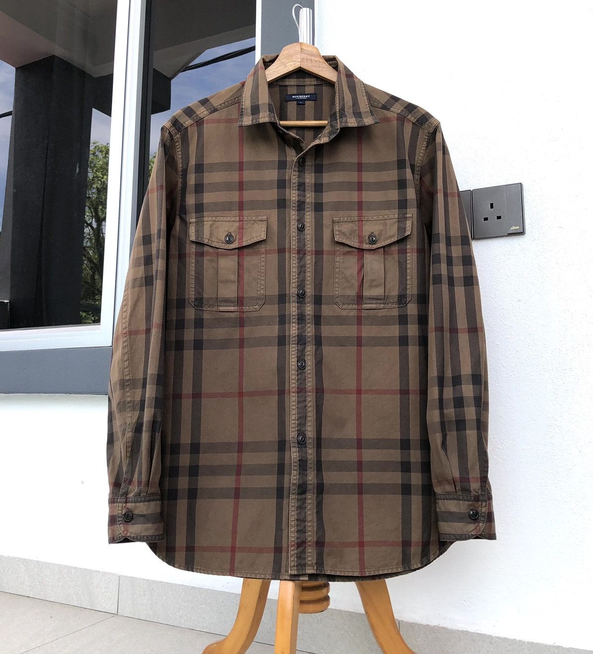 Burberry London Checked Novacheck Cotton Long Sleeve Shirt