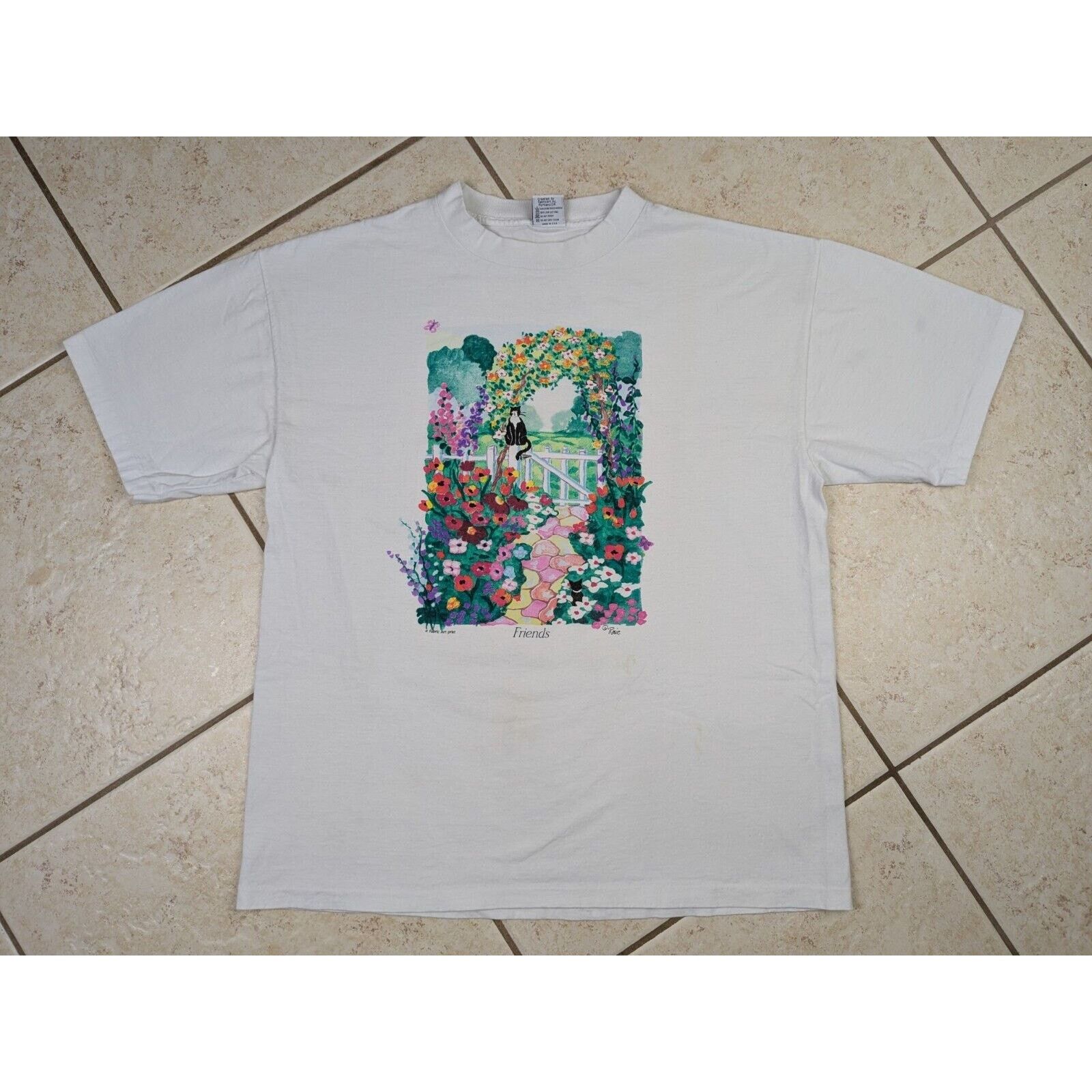 Other Vrg Fabric Art Cat Garden Floral Art T Shirt USA Rosie 90s Size US XL / EU 56 / 4 - 1 Thumbnail