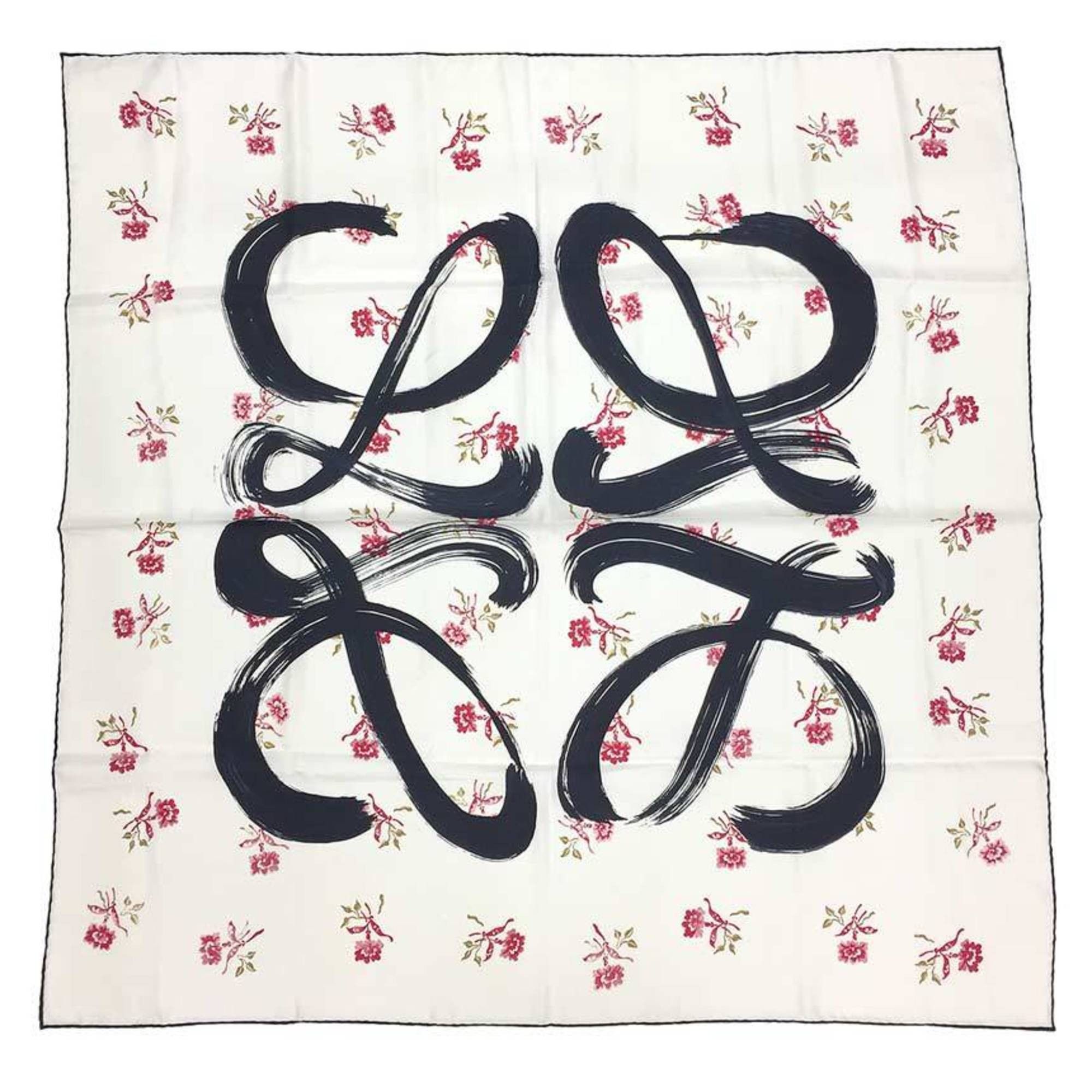 image of Loewe Scarf Muffler Silk Flower Anagram Women's in Black