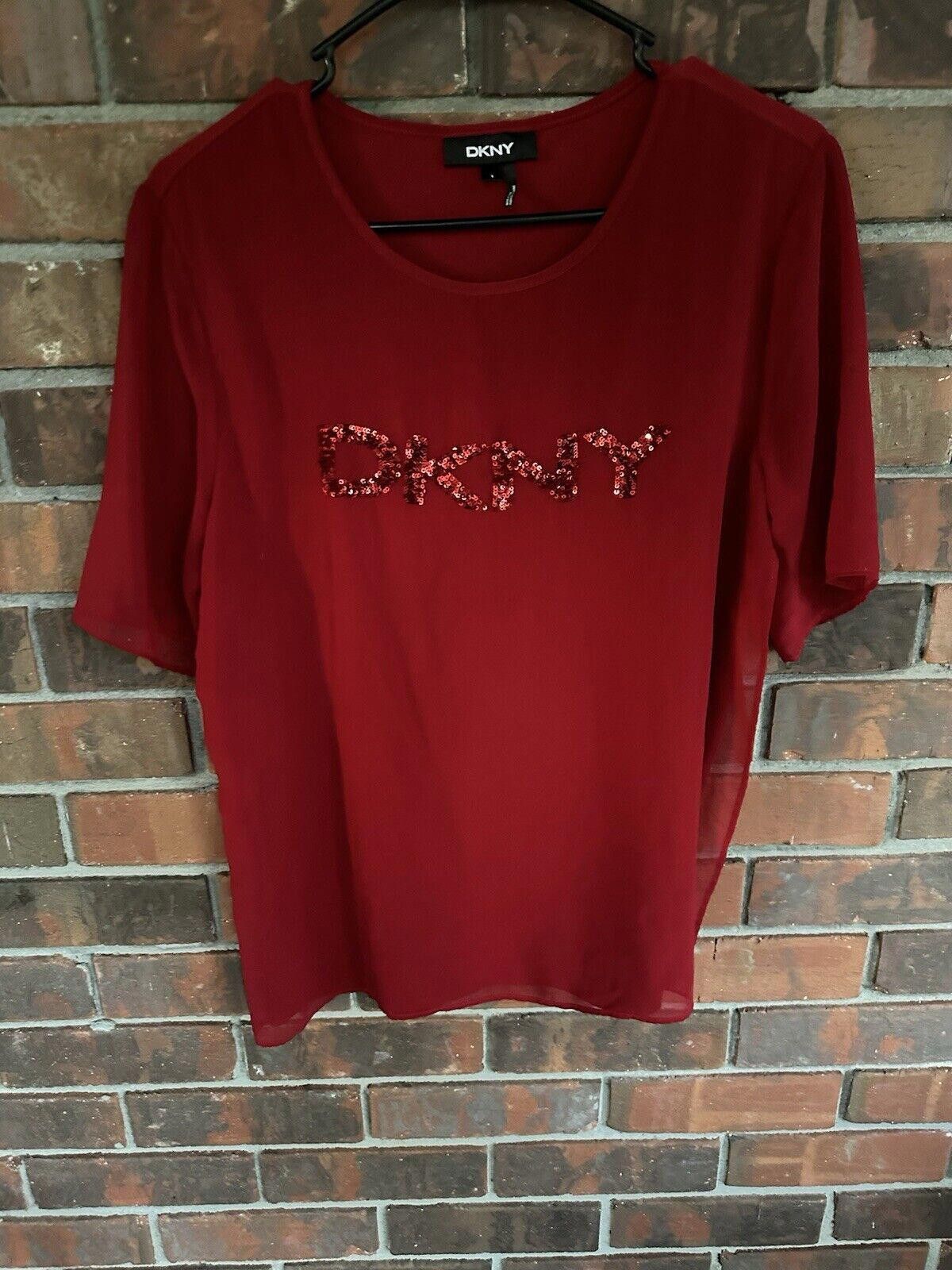 DKNY Women's Blouse DKNY Small Semisheer Logo Red Size S / US 4 / IT 40 - 3 Thumbnail