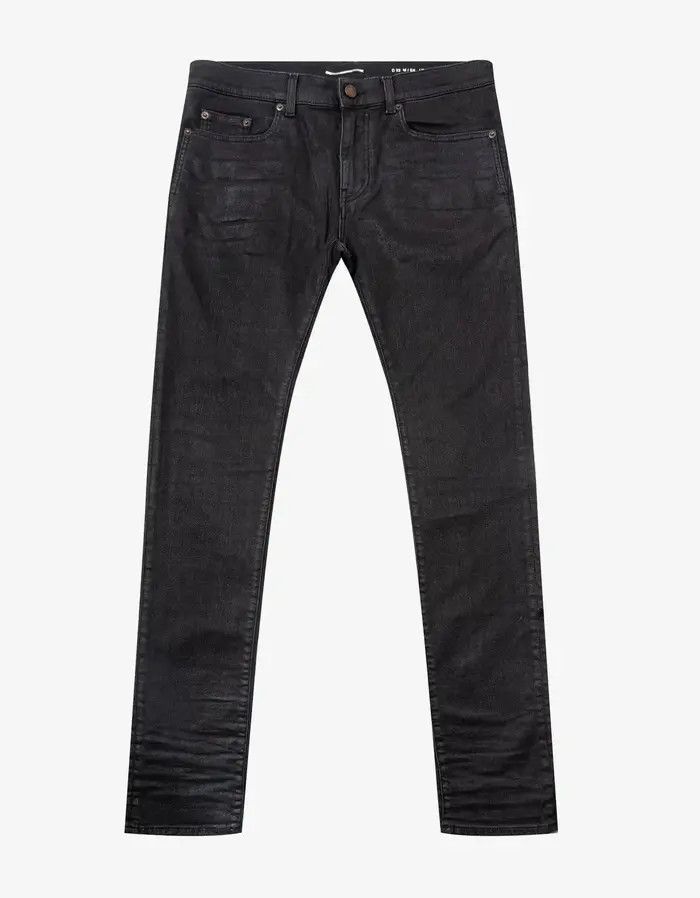 Saint Laurent Paris o1bcso1str1124 Skinny Fit Jeans In Coated in Black Size US 33 - 1 Thumbnail