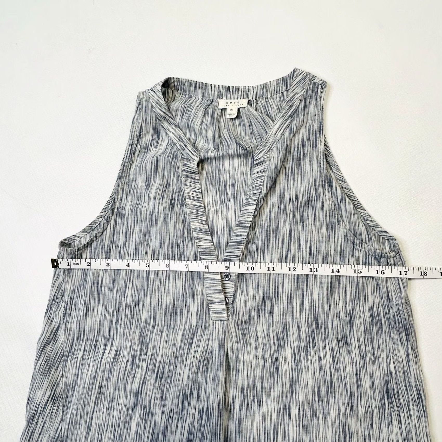 Joie VINTAGE Soft Joie Blue White Printed V-Neck Tunic Top Shirt Blouse 100% Cotton Size S / US 4 / IT 40 - 8 Thumbnail