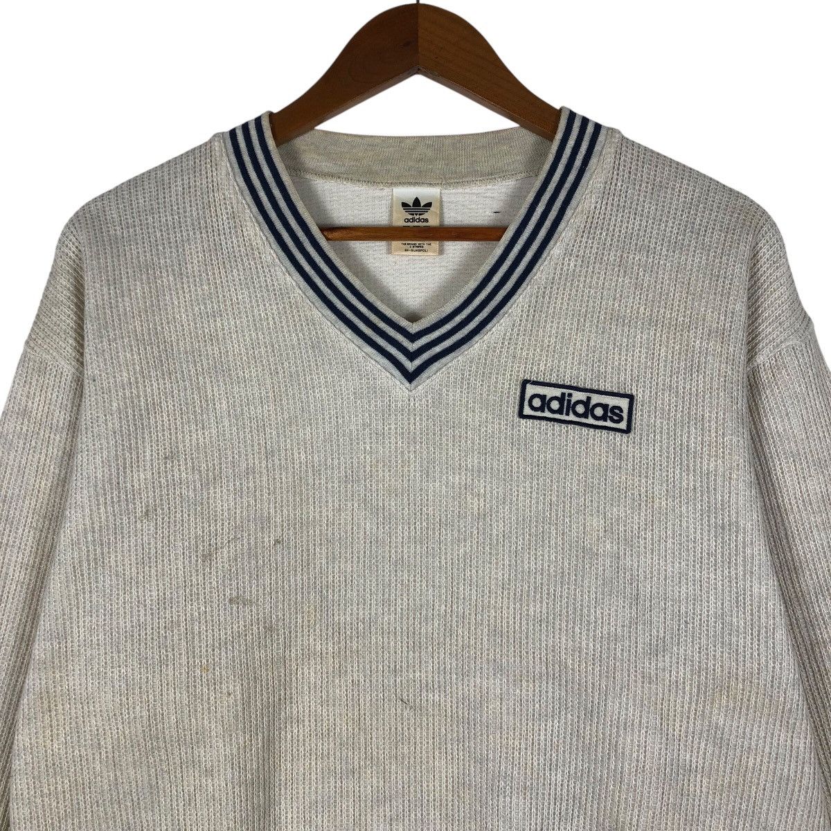 Adidas ADIDAS 90s Adidas Trefoil V-Neck Knit Sweatshirt Size US L / EU 52-54 / 3 - 2 Thumbnail