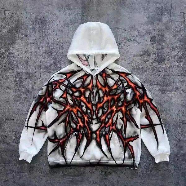 VIBE Hip Hop Street Copy Flower Loose Hooded Sweatshirt Size US M / EU 48-50 / 2 - 1 Thumbnail
