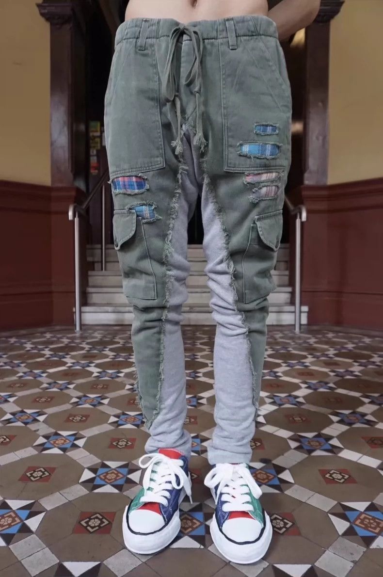 Greg Lauren Patchwork Pants Greg Lauren Grey Green Patchwork