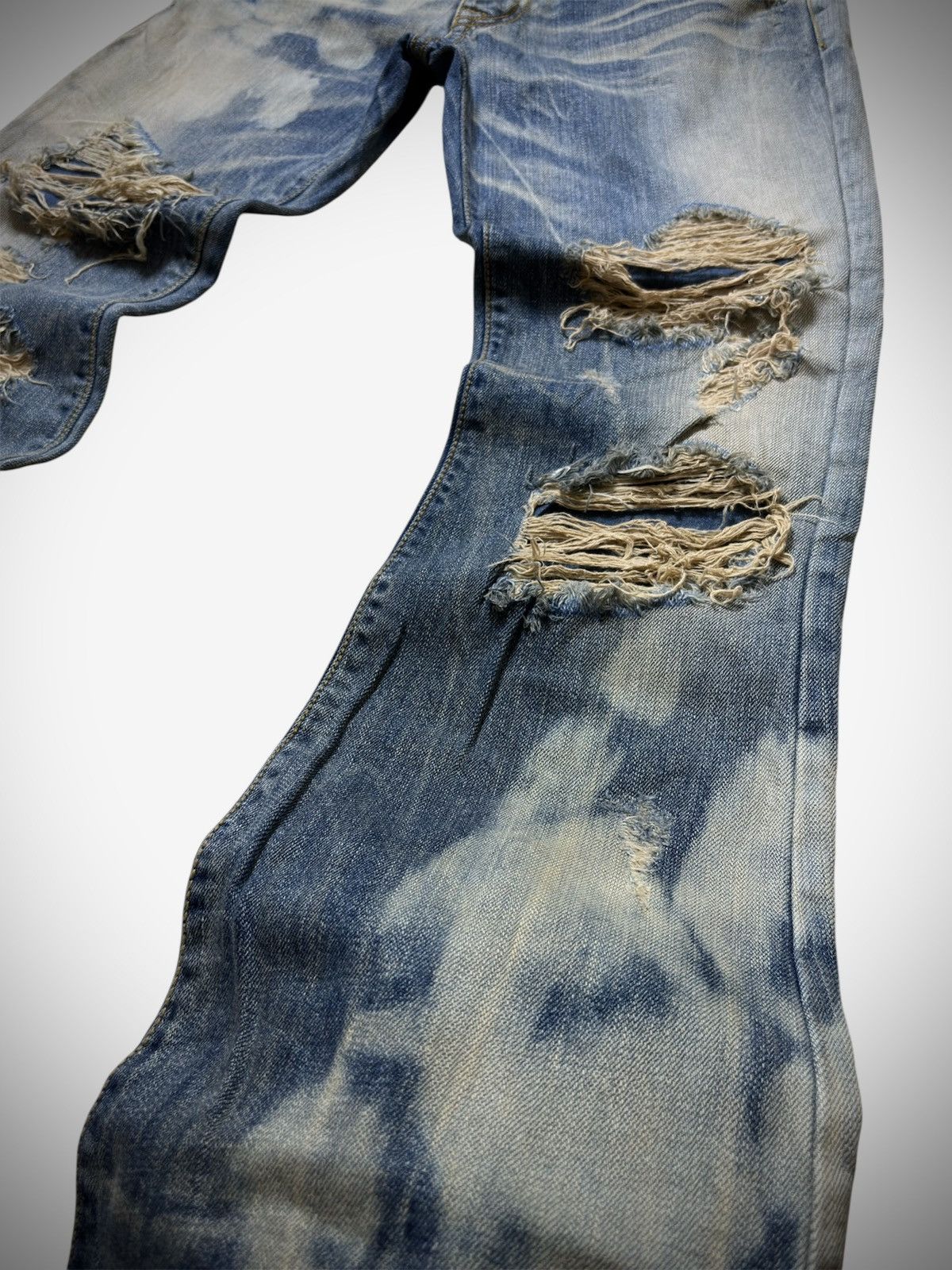 GOA 2000’s GOA - Mud Washed Distressed Flared Jeans Size US 31 - 5 Thumbnail