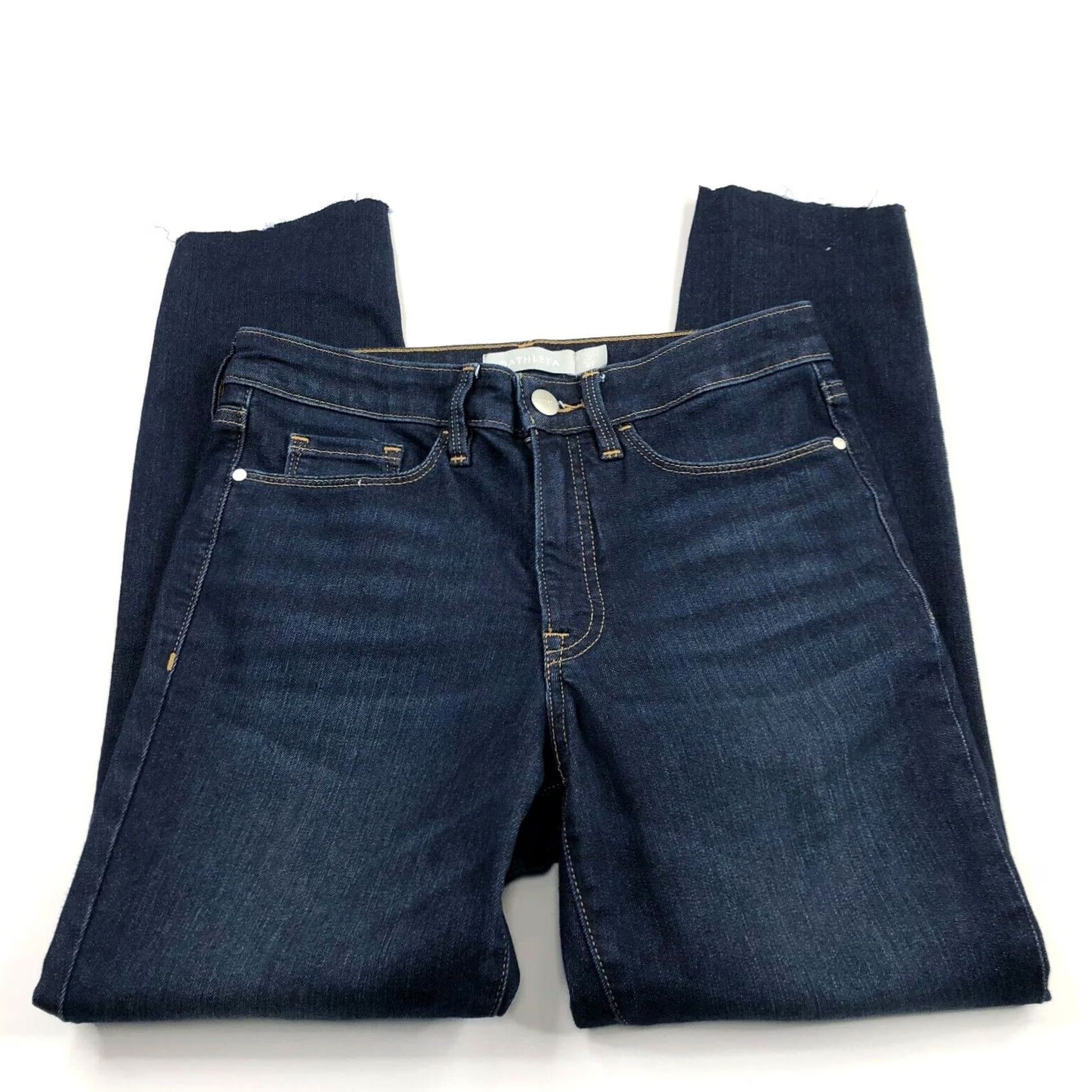 Athleta VINTAGE Athleta Sculptek 4T TALL Jeans Mid Rise Stretch Denim Raw Hem Skinny 28W 26L 5-Pocket Womens Girls Mens Size 27" / US 4 / IT 40 - 2 Thumbnail