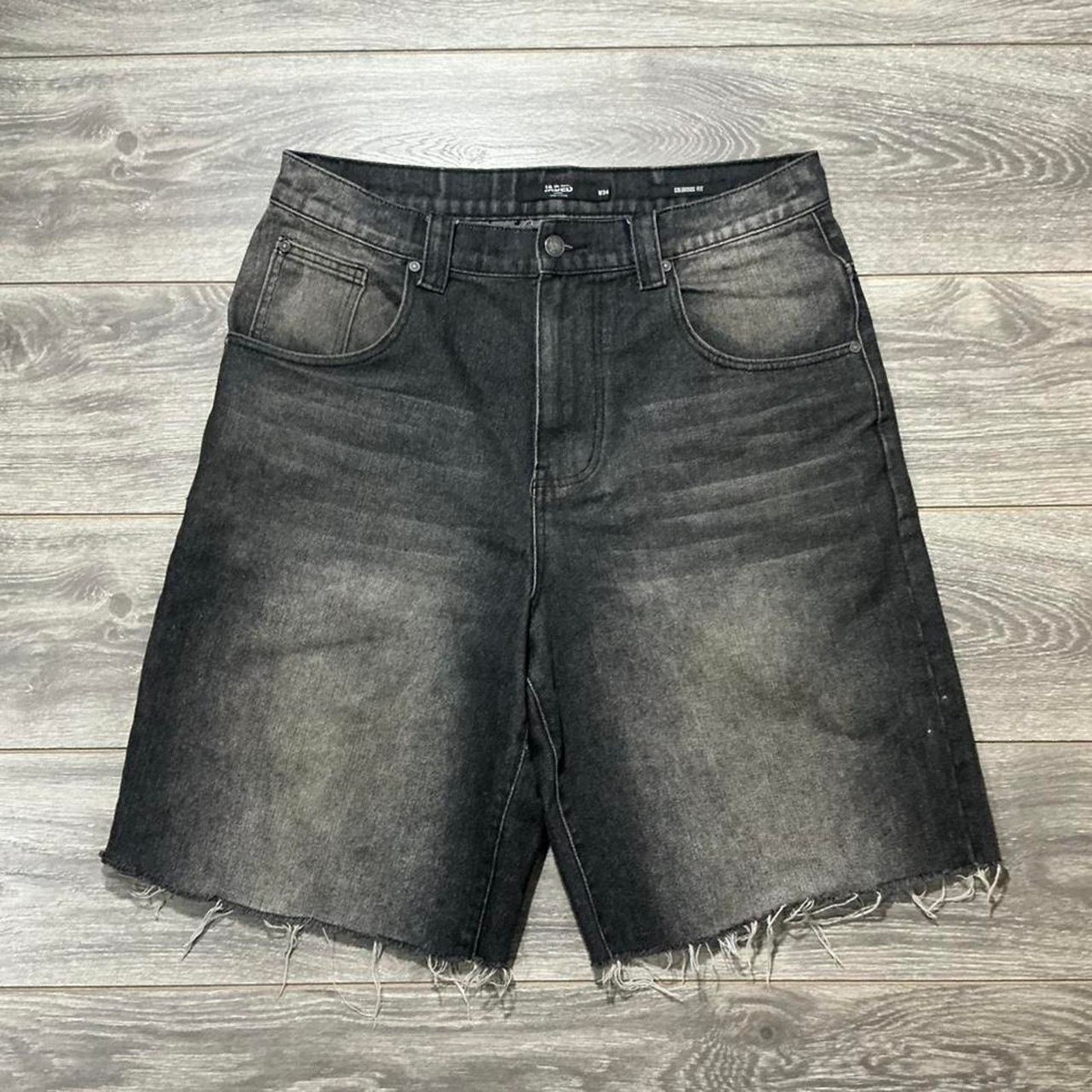 Jaded London Jaded London - Axle Black Crease Wash Denim Jorts