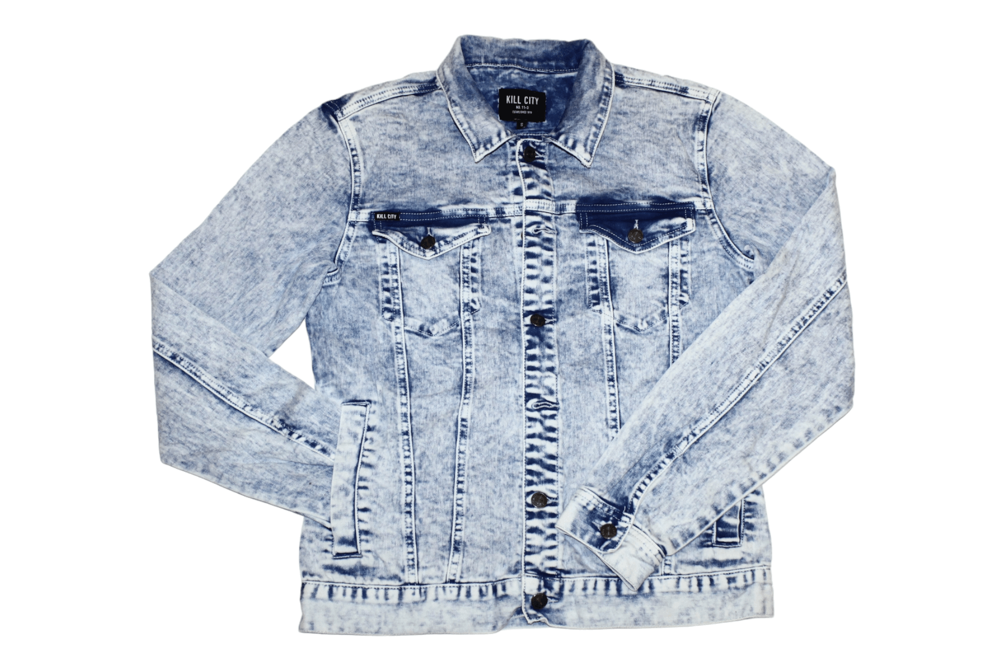 Kill City Kill City Los Angeles Acid Wash Denim Trucker Jacket Size US S / EU 44-46 / 1 - 1 Thumbnail