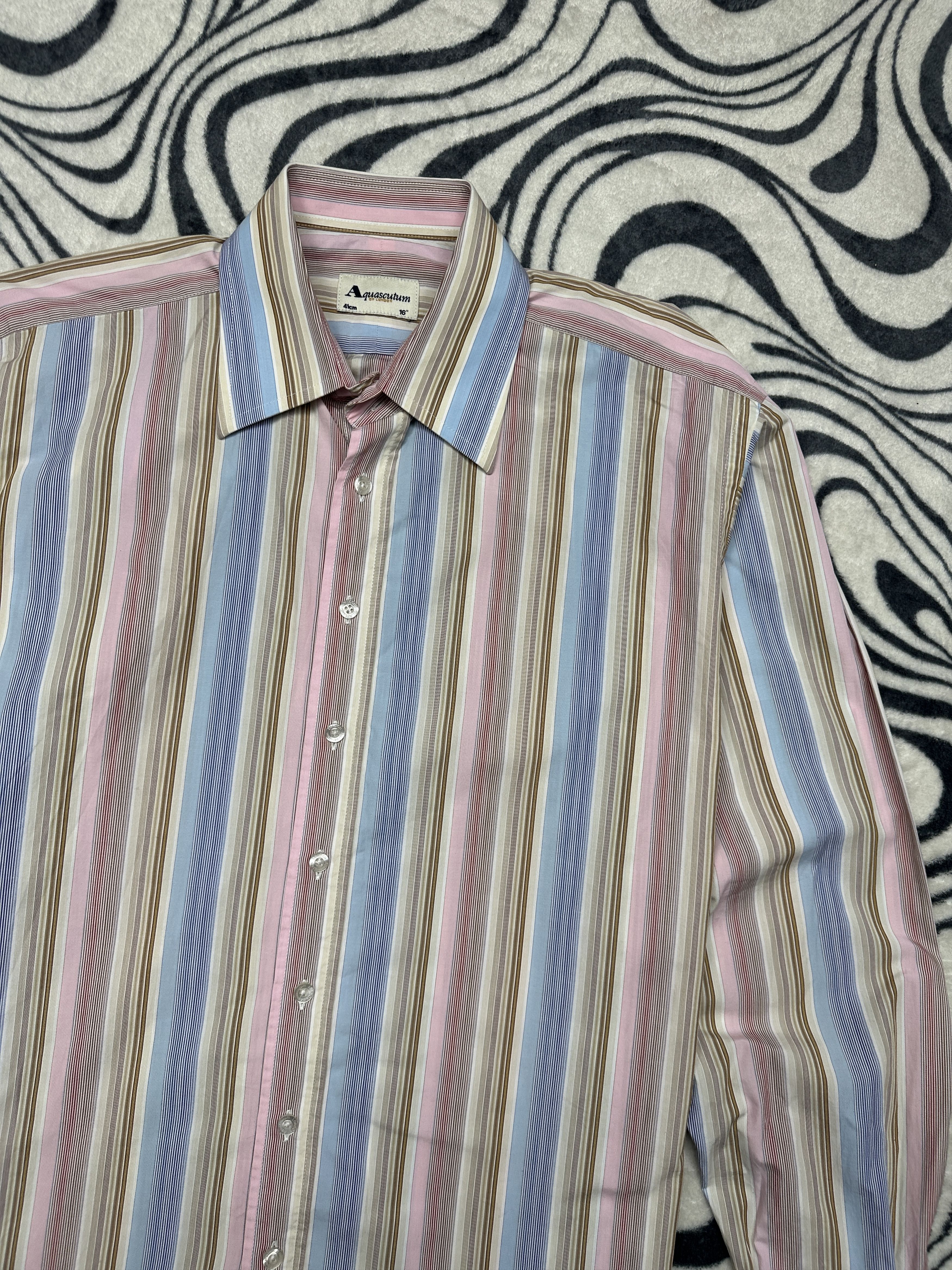 Aquascutum Aquascutum Vintage Mens Long Sleeve Striped Shirt Size US XL / EU 56 / 4 - 2 Thumbnail