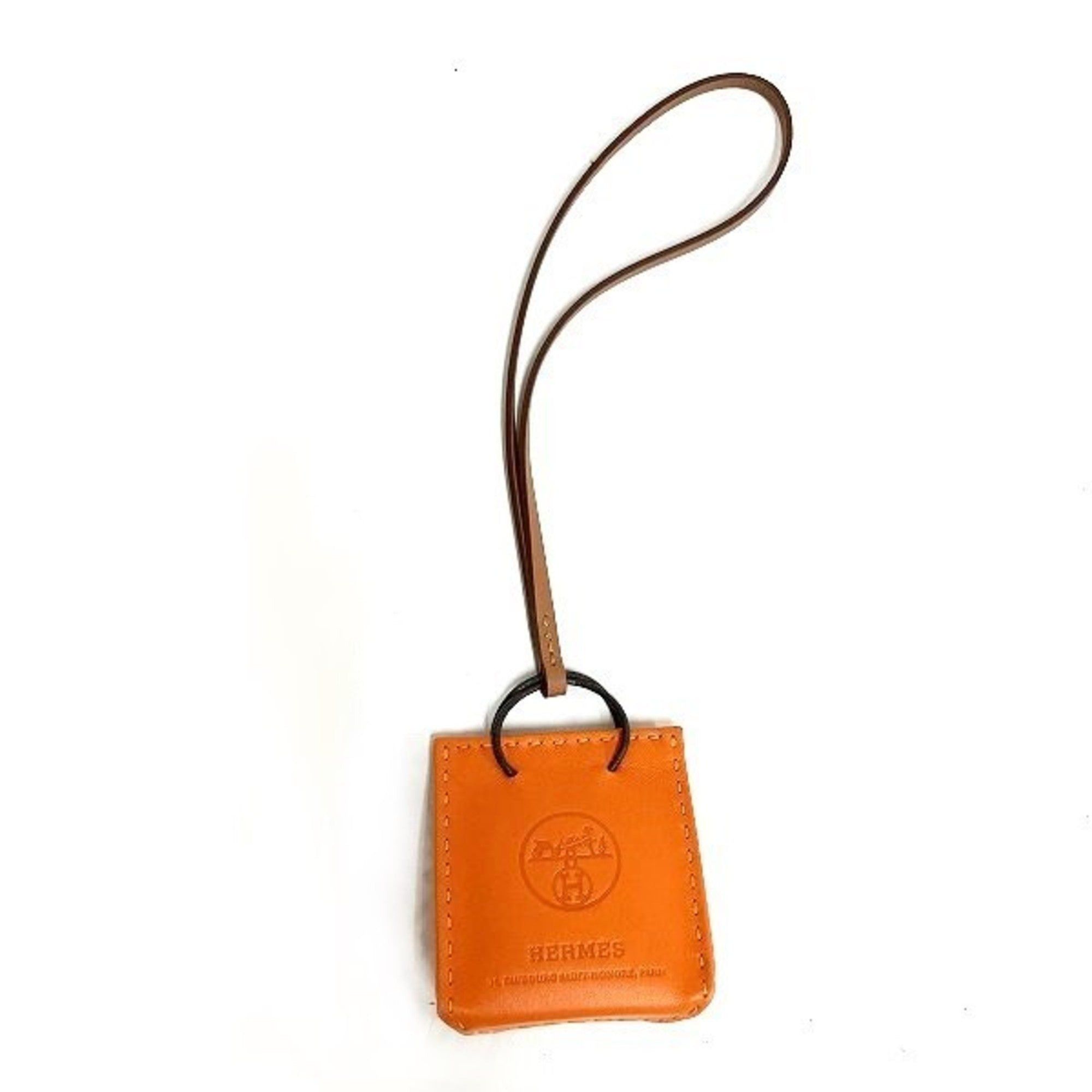 image of Hermes Sac Orange Shopper Type Charm Brand Accessories Bag Ladies in Black, Women's