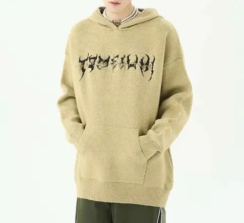 Japanese Brand "Cantipede" Beige Knitted Hoodie Hooded Sweatshirt Size US M / EU 48-50 / 2 - 3 Thumbnail