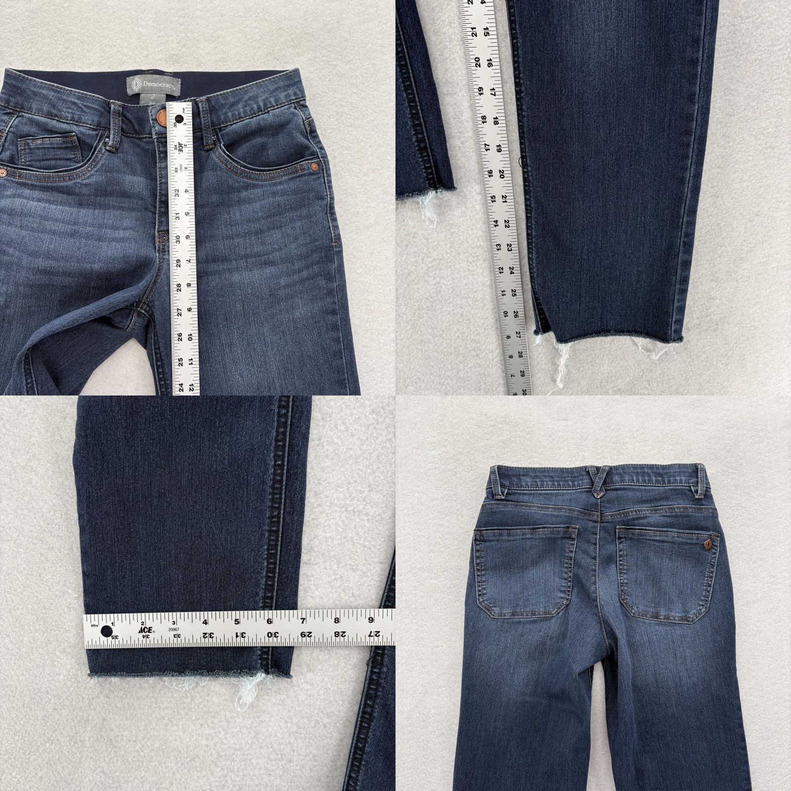 Vintage Democracy Jeans Women 2 Blue AB Technology Straight Leg Denim Raw Hem Ankle Size 26" / US 2 / IT 38 - 8 Thumbnail