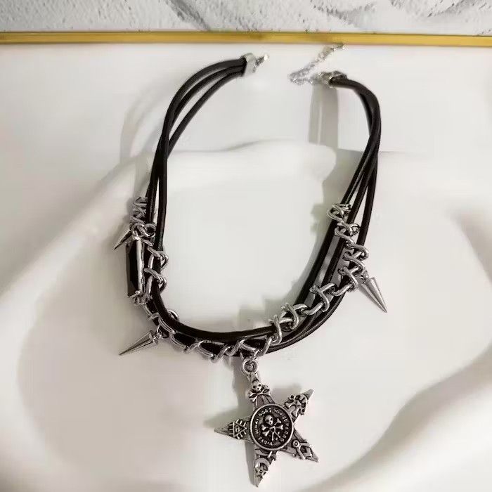 Jewelry × Vintage Punk Spike Leather Choker Necklace Size ONE SIZE - 3 Thumbnail