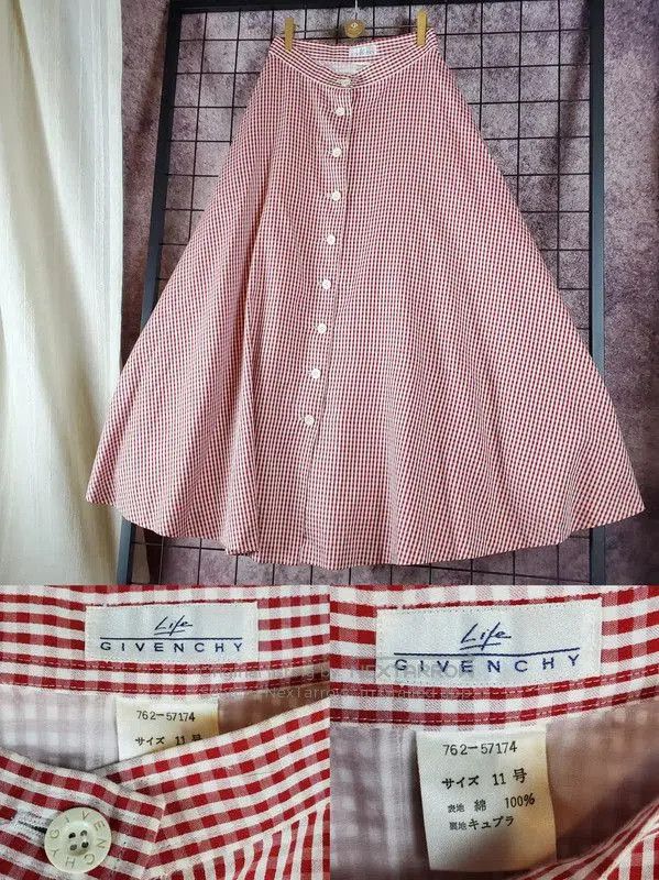Givenchy Givenchy Pink Cotton Gingham Long Skirt . Size 23" - 1 Thumbnail