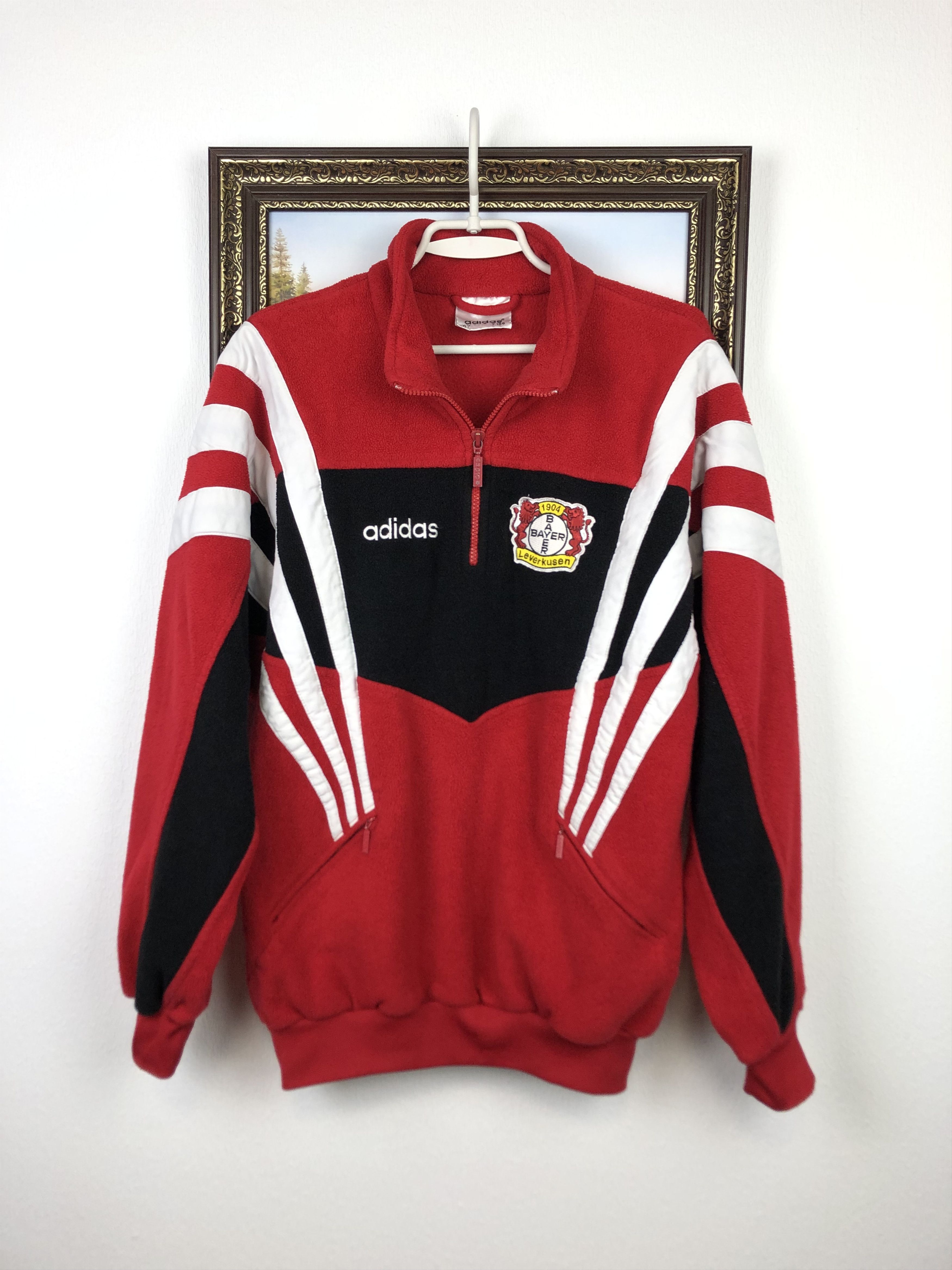 Adidas Vintage Adidas Bayer Leverkusen Sweatshirt Fleece Jacket Size US L / EU 52-54 / 3 - 1 Thumbnail