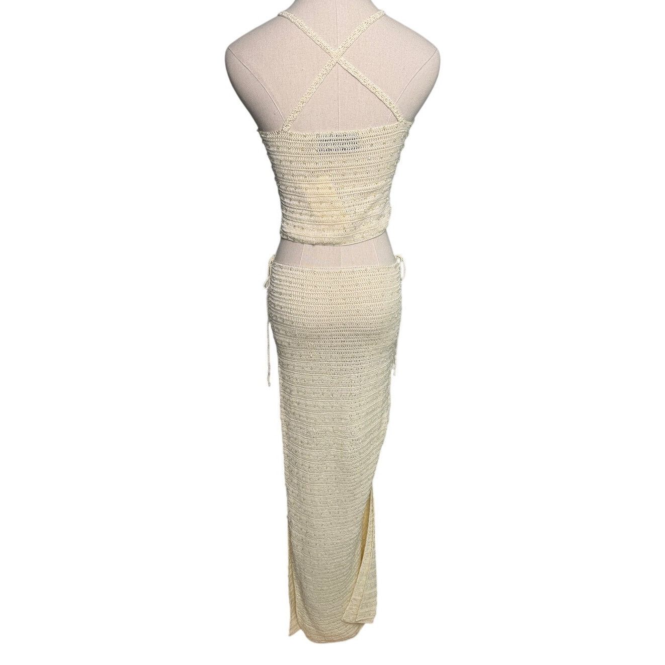 Aya Muse Veluti Embellished Crochet Maxi Dress 2 piece XS